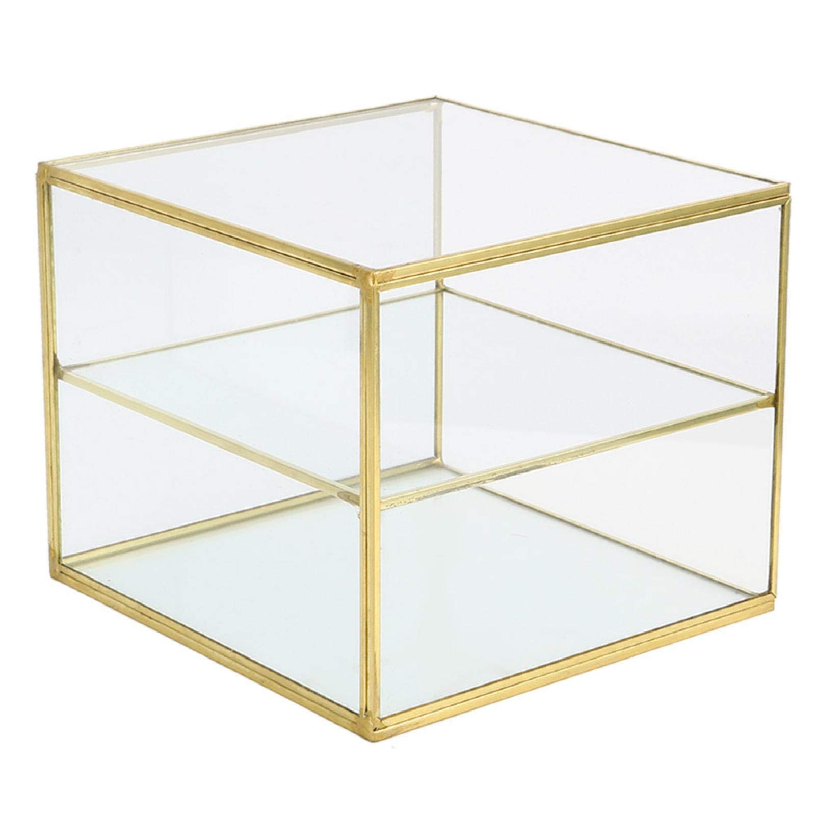 Vbestlife Multifunction Brass & Glass Storage Box - Stylish Desktop Organizer for Stationery, Cosmetics & Jewelry | Perfect for Students, Office & Home Decor