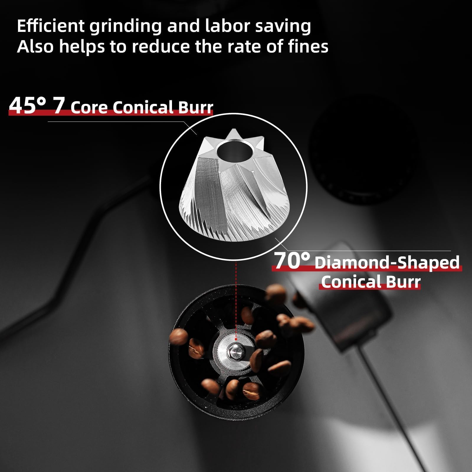 Premium Manual Coffee Grinder - Adjustable Stainless Steel Conical Burr for French Press, Drip, Espresso | Portable Hand Coffee Bean Mill with Magnetic Catch Cup | Perfect for Home, Office & Travel Brewing