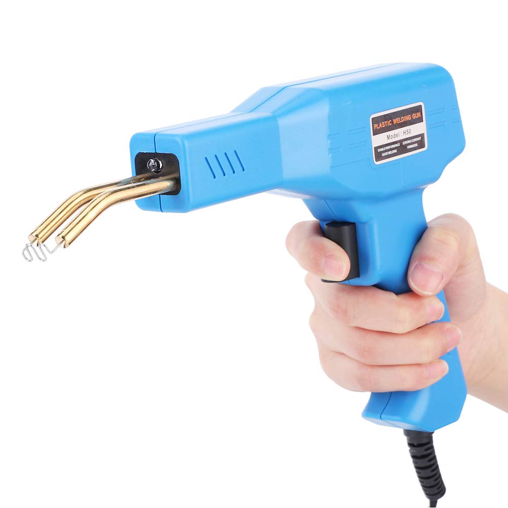 50W Professional Soldering Gun - Car Bumper Repair Kit with Automatic Handheld Hot Stapler | Plastic Welding Machine Includes Flat, Outside Corner, Inside Corner & Wave Staples (Blue, US Plug) | Ideal for Auto Body Repairs, DIY Plastic Fixes & Home Maintenance