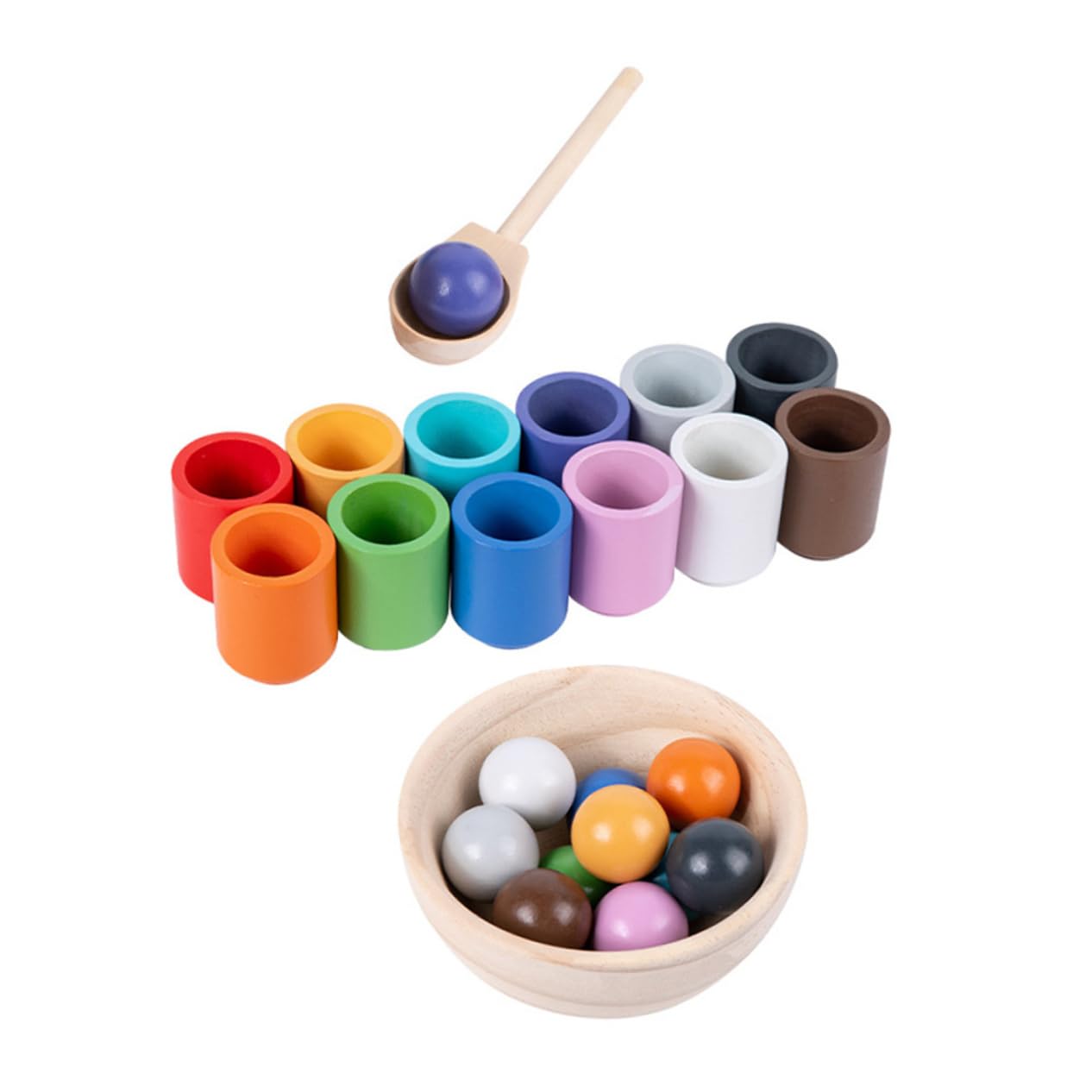 NAMOARLY Wooden Bead Sorting Toy Set - Color Recognition & Learning Game for Toddlers | Montessori Educational Toys for Kids | Perfect for Preschool Learning, Fine Motor Skills Development & Sensory Play