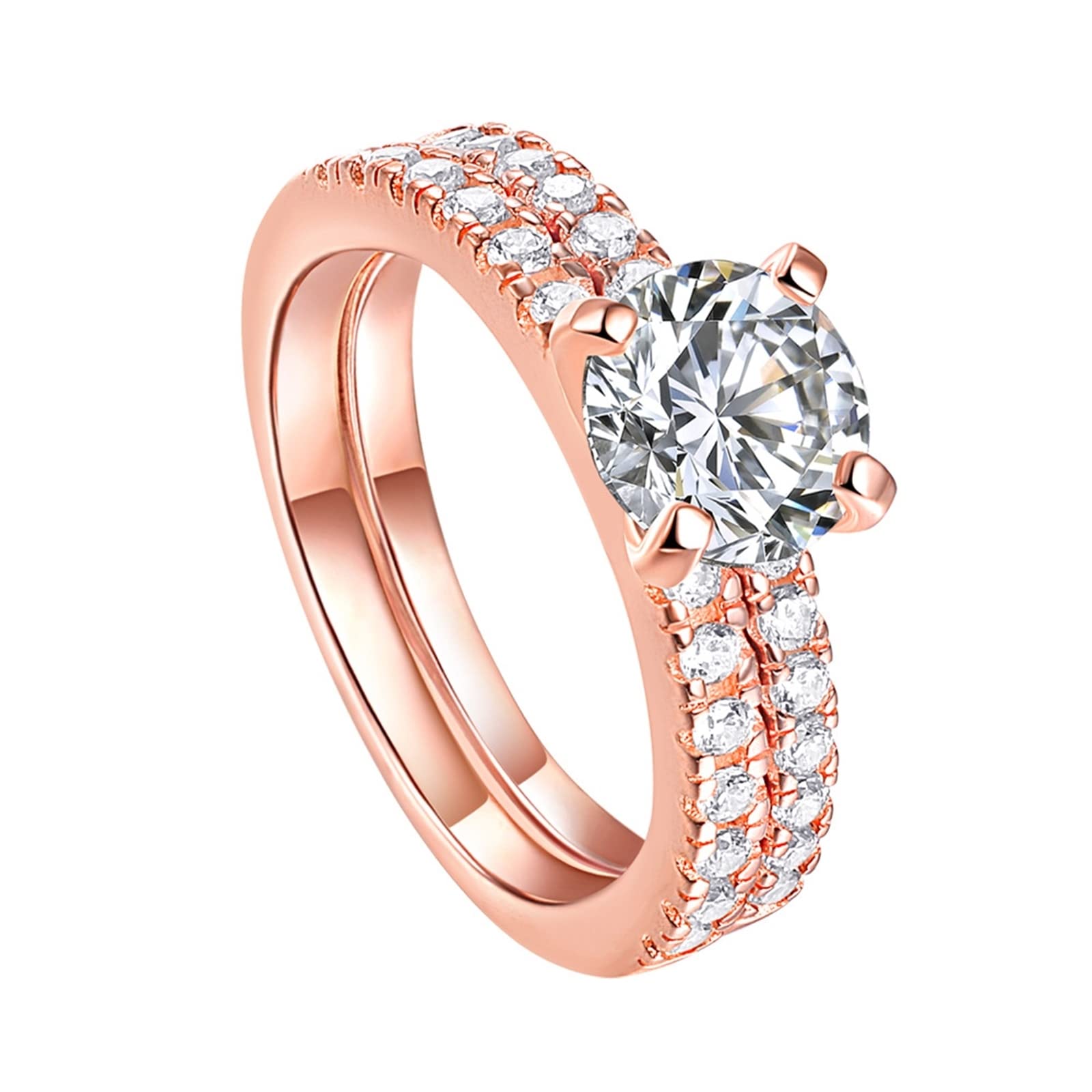 Hoisy Sterling Silver Rings for Women - Simple Promise Ring Set of 2 - Elegant Stackable Rings for Anniversary, Engagement, or Everyday Wear