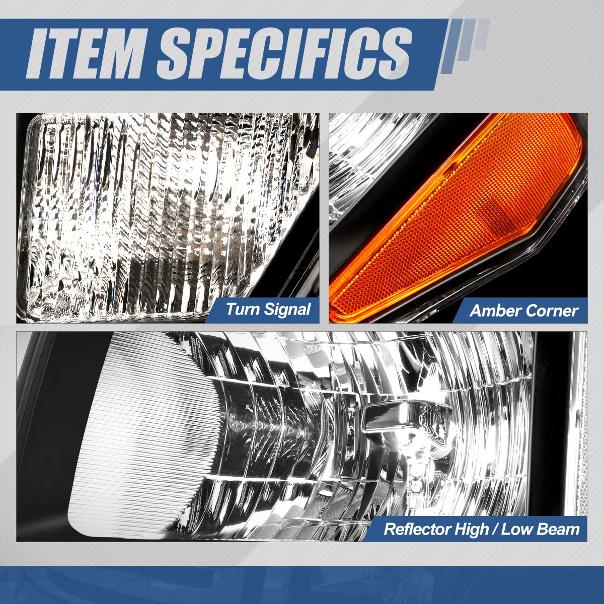 Auto Dynasty Headlight Assembly Replacement for 2009-2014 Ford F-150 12th Gen - Driver & Passenger Side Headlamps with Signal Lights (Black Housing, Amber Corner) - Perfect for Night Driving & Off-Road Adventures
