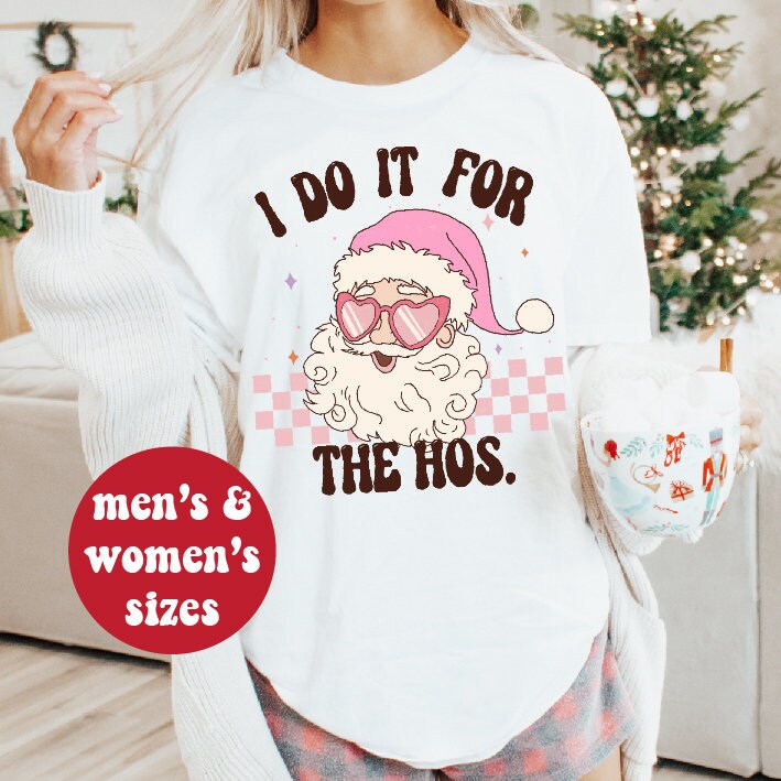 I Do It For the Ho's Pink Santa Hat - Funny Christmas Costume Accessory for Parties, Gifts & Holiday Photos