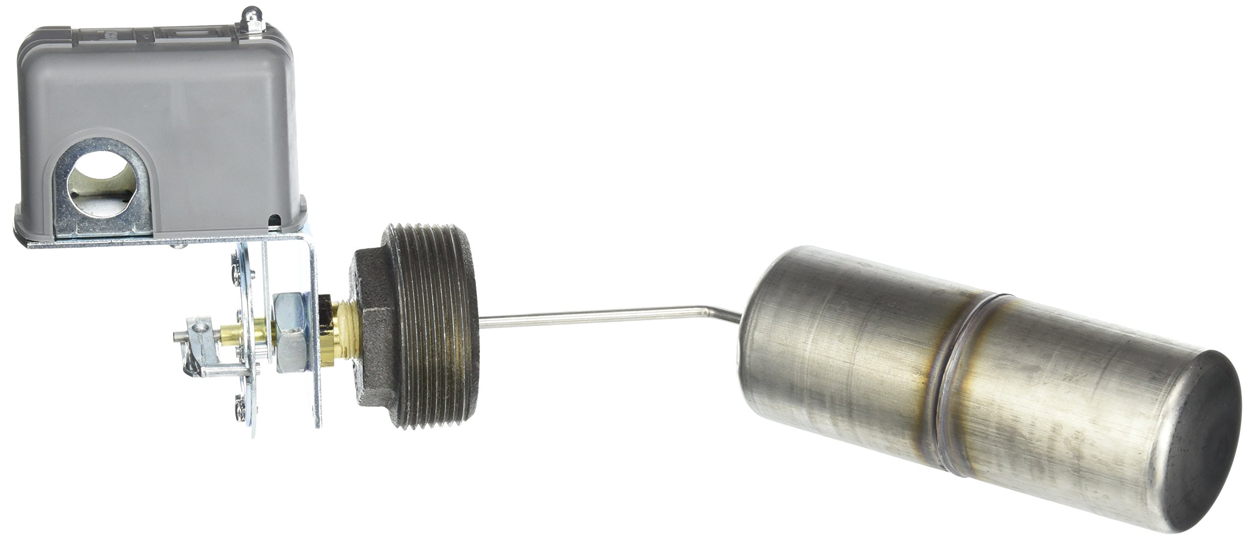 9037HG33R Float Switch - Closed-Tank Design with Bushing, Normally Open Contacts, Side Mount, NEMA 1 Rated, Right Float Position, 45° Angle Rod - Ideal for Water Pumps, Sump Pumps, and Liquid Level Control Systems