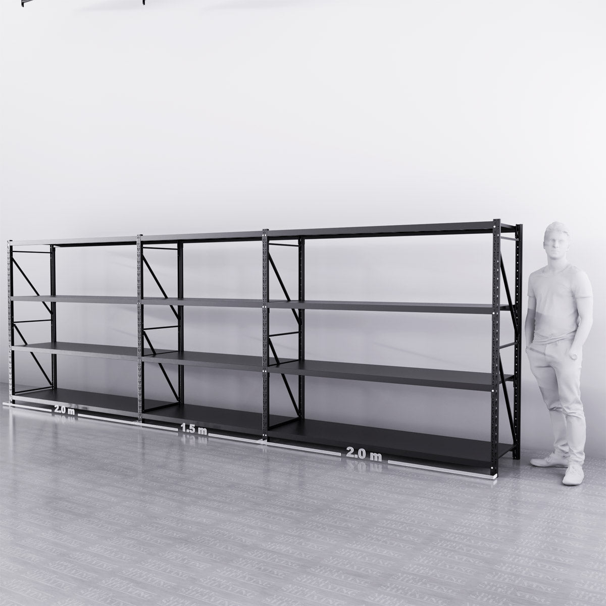 5.5m x 1.8m x 0.6m Heavy Duty Industrial Shelving Unit - 2400KG Capacity (Width x Height x Depth) for Warehouse Storage, Retail Display & Garage Organization