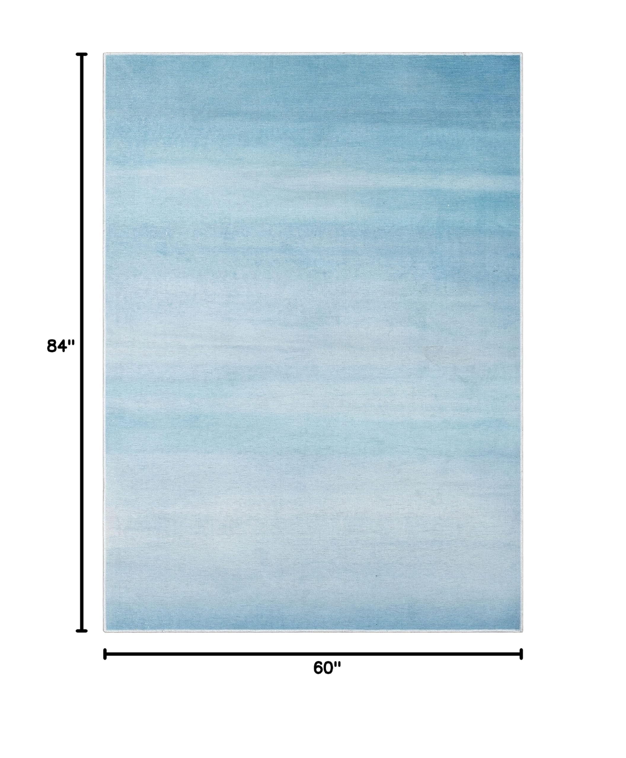 Well Woven Kids Rugs Nightfall 5' x 7' Blue Modern Printed Machine Washable Area Rug - Soft Playroom Carpet for Nursery, Bedroom & Daycare Floor Decor