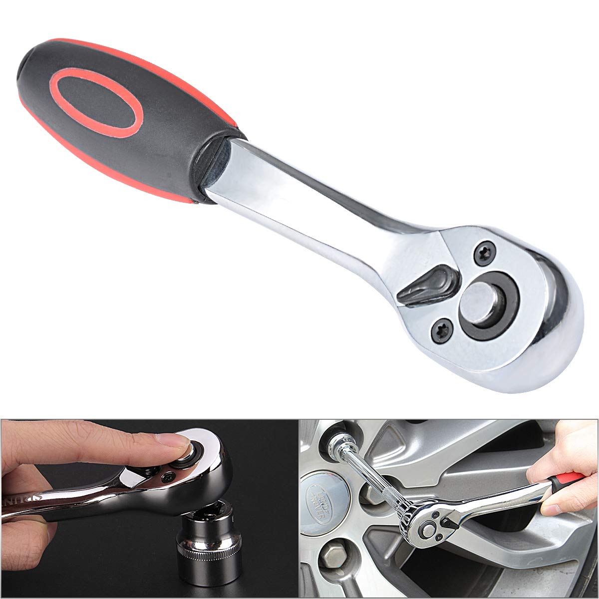 KATUR 72-Tooth Extendable Telescopic Ratchet Wrench - 1/4 Inch Quick Release Composite Offset Socket Wrench with 157mm Long Handle - Perfect for Automotive Repair, DIY Projects & Tight Spaces