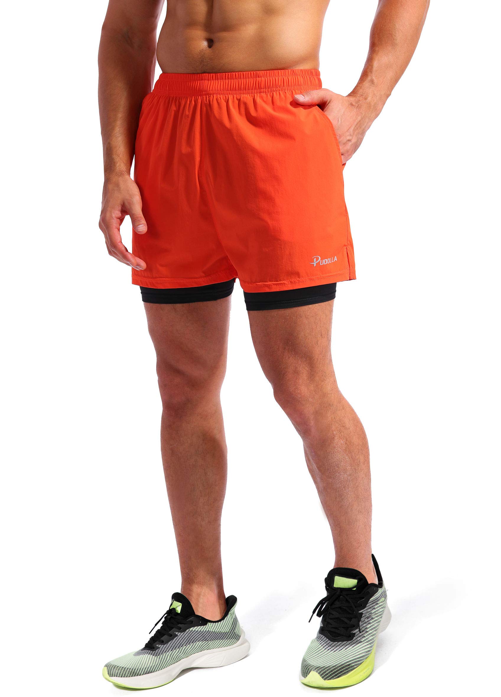Pudolla Men's 2-in-1 Running Shorts 5