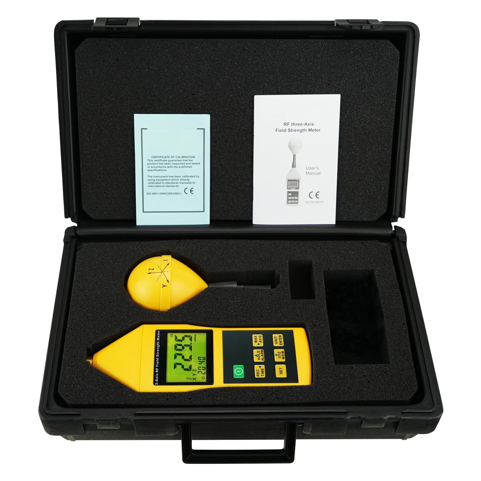 Triaxial RF Field Strength Meter - 10MHz to 8GHz Electromagnetic Radiation Detector with Alarm & Tripod Mount | Compact EMF Tester for Home, Office & Industrial Safety | Perfect for 5G, WiFi, and Cell Tower Radiation Testing