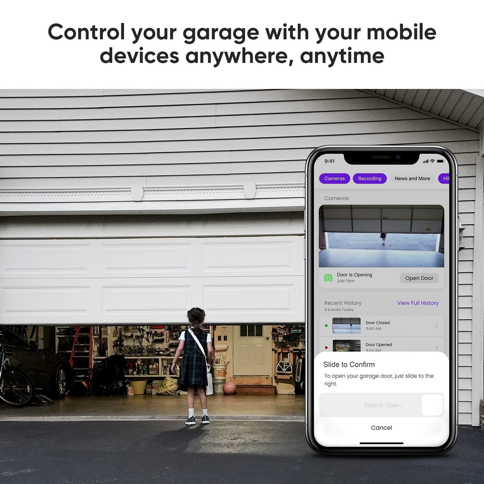 OCCHI Smart Garage Door Opener Remote with Built-in Camera | WiFi 2.4Ghz Security+ 2.0 System | Alexa Compatible | No Monthly Fees | Works with Ampoza | Monitor & Control Garage Doors from Anywhere for Home Security & Convenience