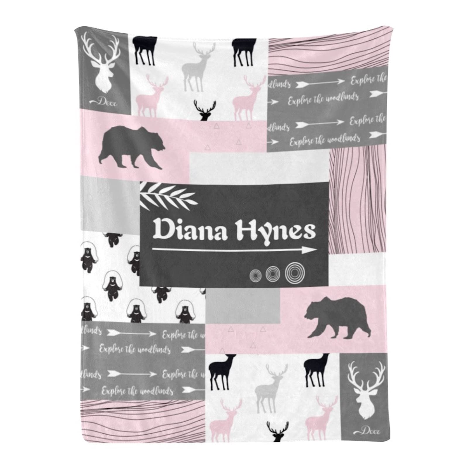 Personalized Name Blanket with Woodland Animals - Custom Fleece Flannel Blanket for Baby, Kids, Boys & Girls | Unique Baby Shower Gift, Nursery Decor & Cozy Cuddle Blanket for Bedtime, Travel & Playtime