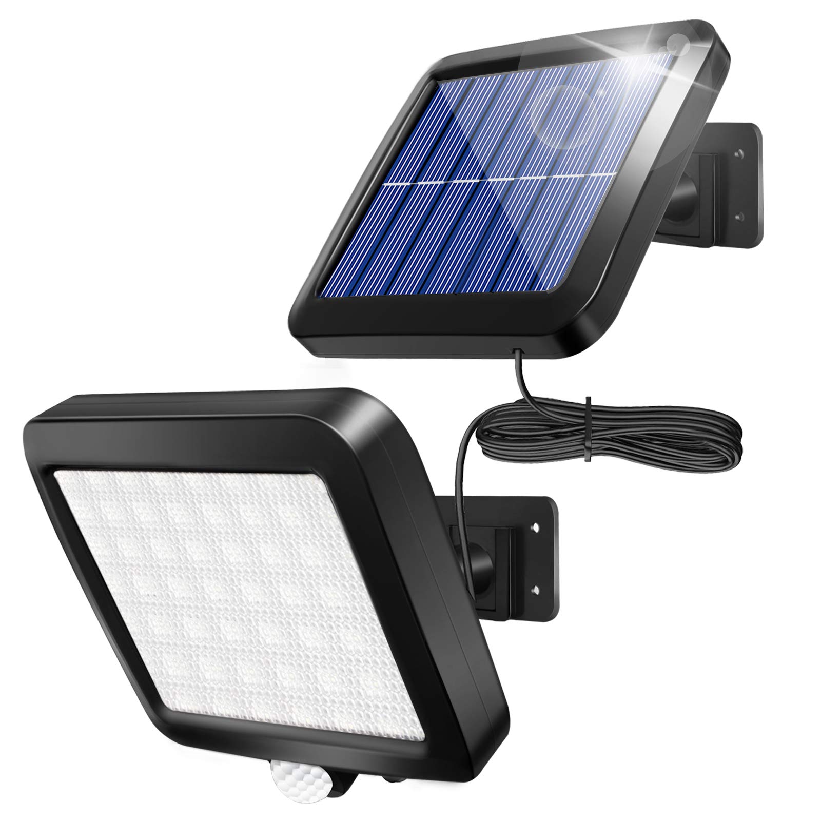 Shuniu 56 LED Solar Wall Lights Outdoor with Motion Sensor - Ultra Bright IP65 Waterproof Separable Solar Security Light (16.4ft Cord) for Patio, Yard, Deck, Garage, Driveway, Porch, Fence - Perfect for Nighttime Safety & Landscape Lighting
