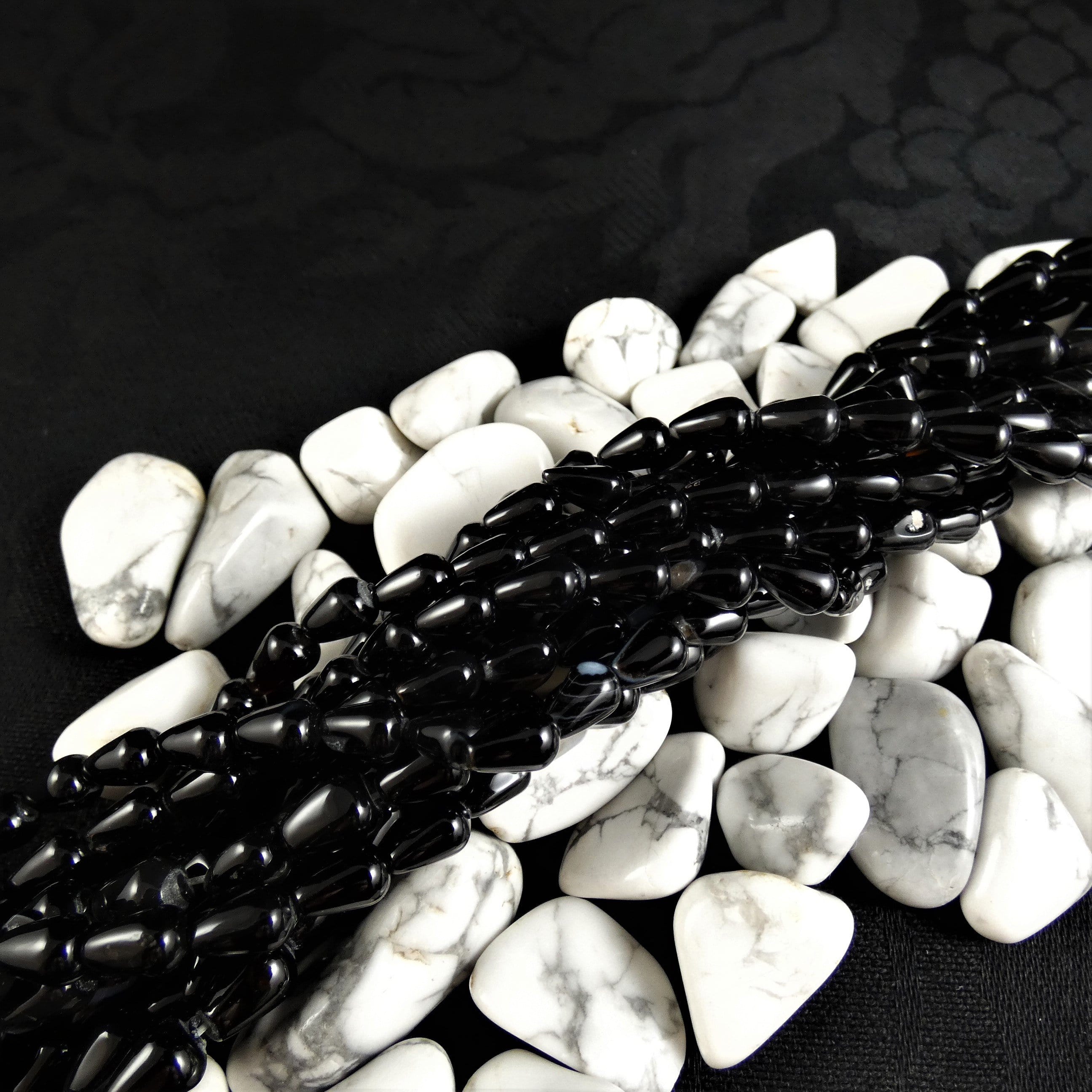 Black Agate Bead Strands - Small Teardrop Shape for Jewelry Making, DIY Bracelets & Necklaces | Healing Crystal Beads for Meditation & Spiritual Gifts