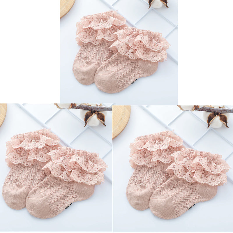 Baby Girl Thin Lace Princess Socks - Soft Cotton Ankle Socks for Toddlers & Infants - Perfect for Dress Up, Parties & Special Occasions
