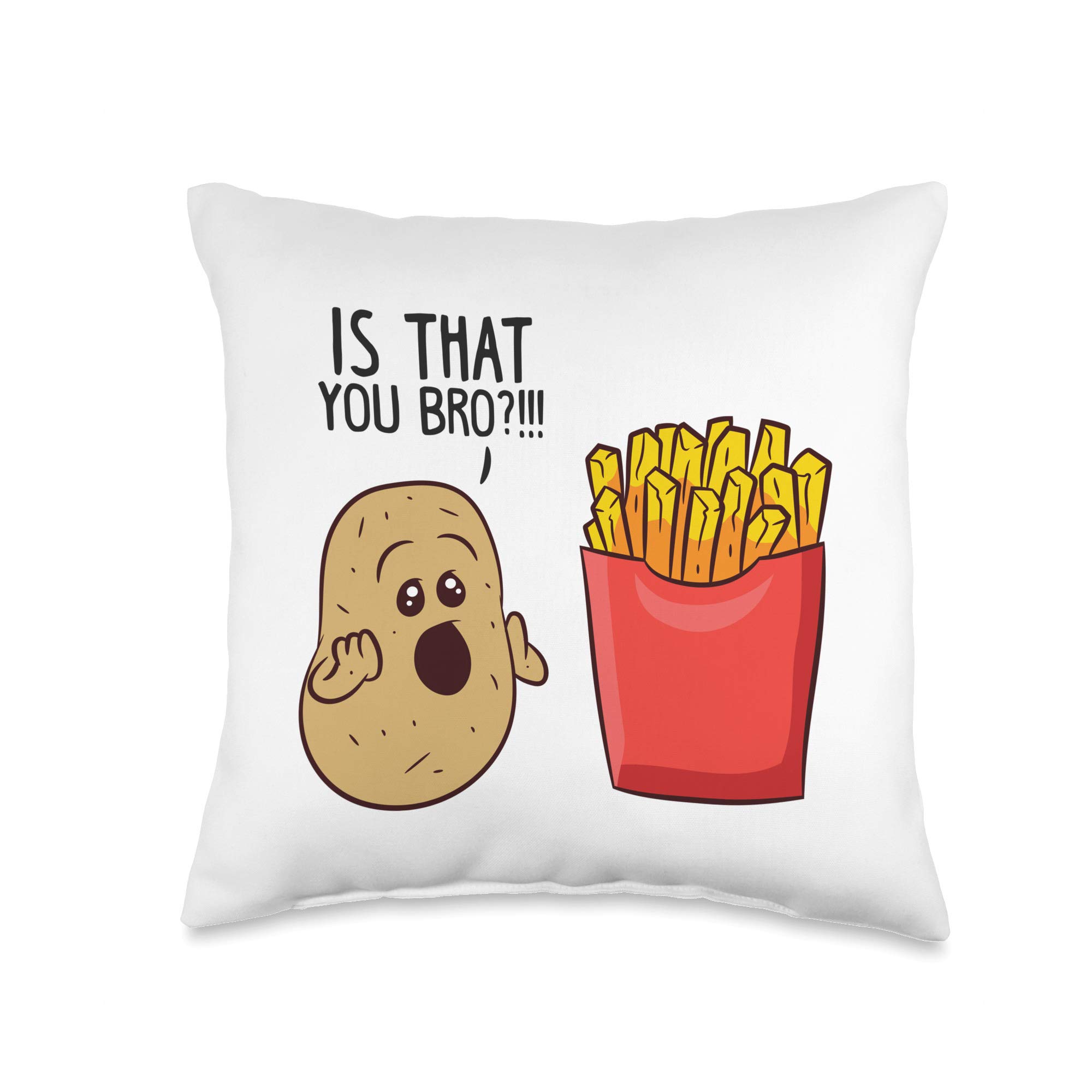 Funny Fries Throw Pillow - 16x16 Inch Multicolor Couch Decoration for Living Room, Bedroom & Gaming Setup | Potato-Themed Humorous Home Decor Gift