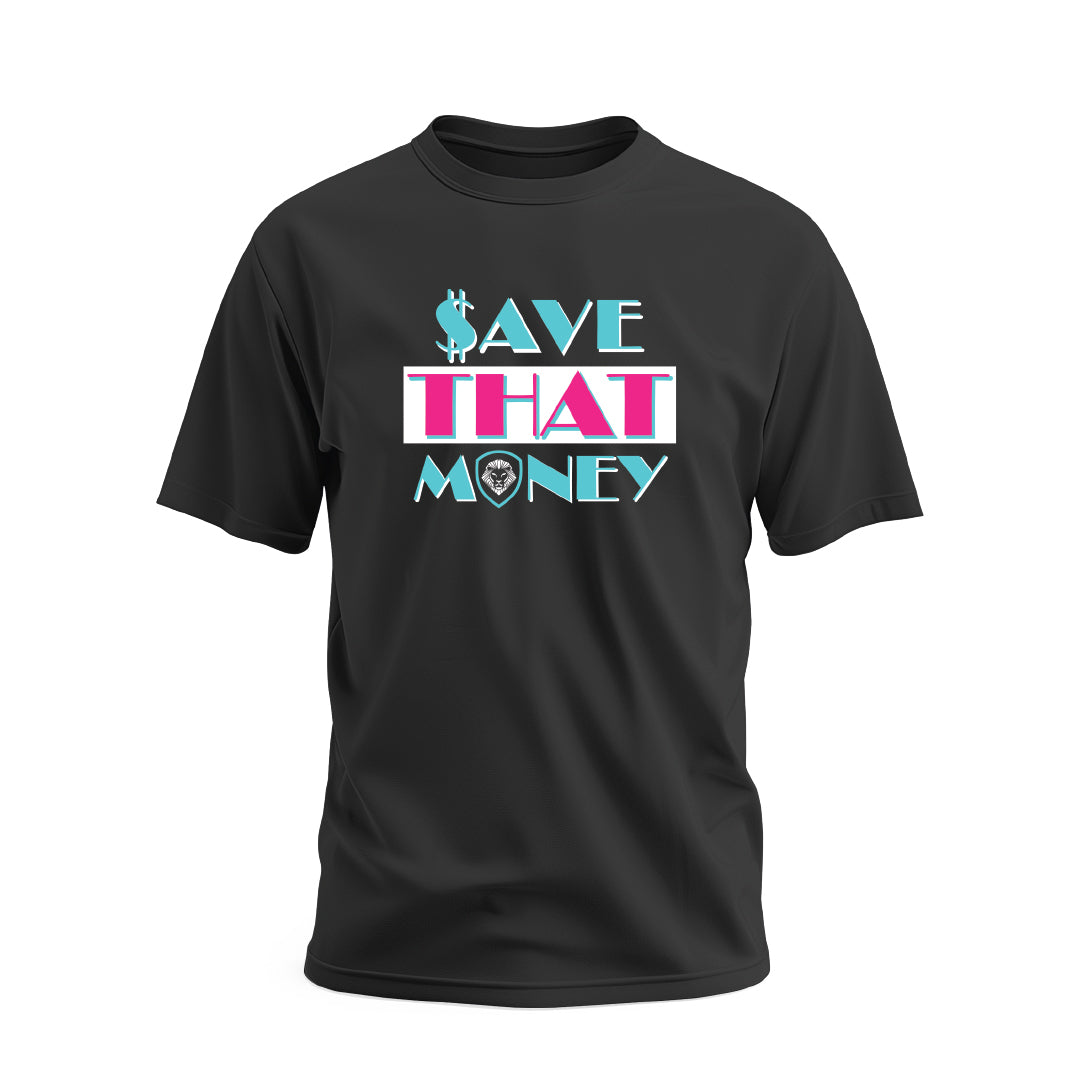 Bold Neon Black Short Sleeve T-Shirt for Men & Women | Money Saving Graphic Tee | Casual Streetwear & Party Outfit