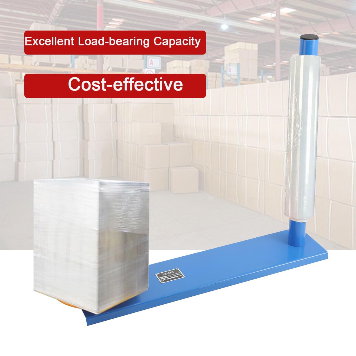 Industrial Strength Press and Seal Stretch Film Wrap - Heavy Duty Pallet Wrapper Dispenser with Handle for Warehouse, Factory, Logistics Center | Lightweight Shrink Wrap Holder for Secure Packaging & Shipping