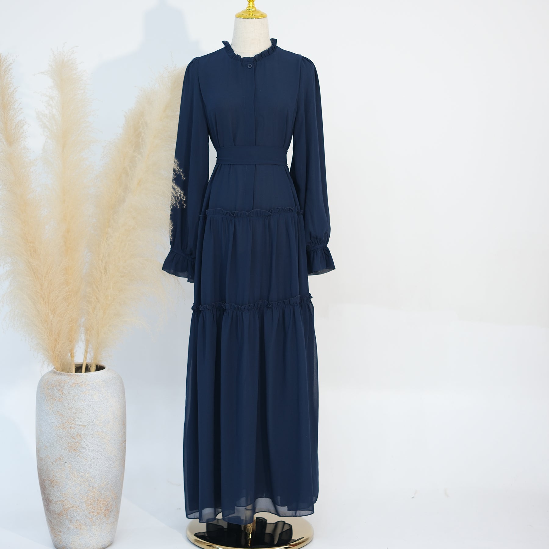 Molly Prairie Chiffon Maxi Dress for Women - Flowy Long Summer Dress in Light Blue | Perfect for Beach Vacations, Weddings & Boho Fashion