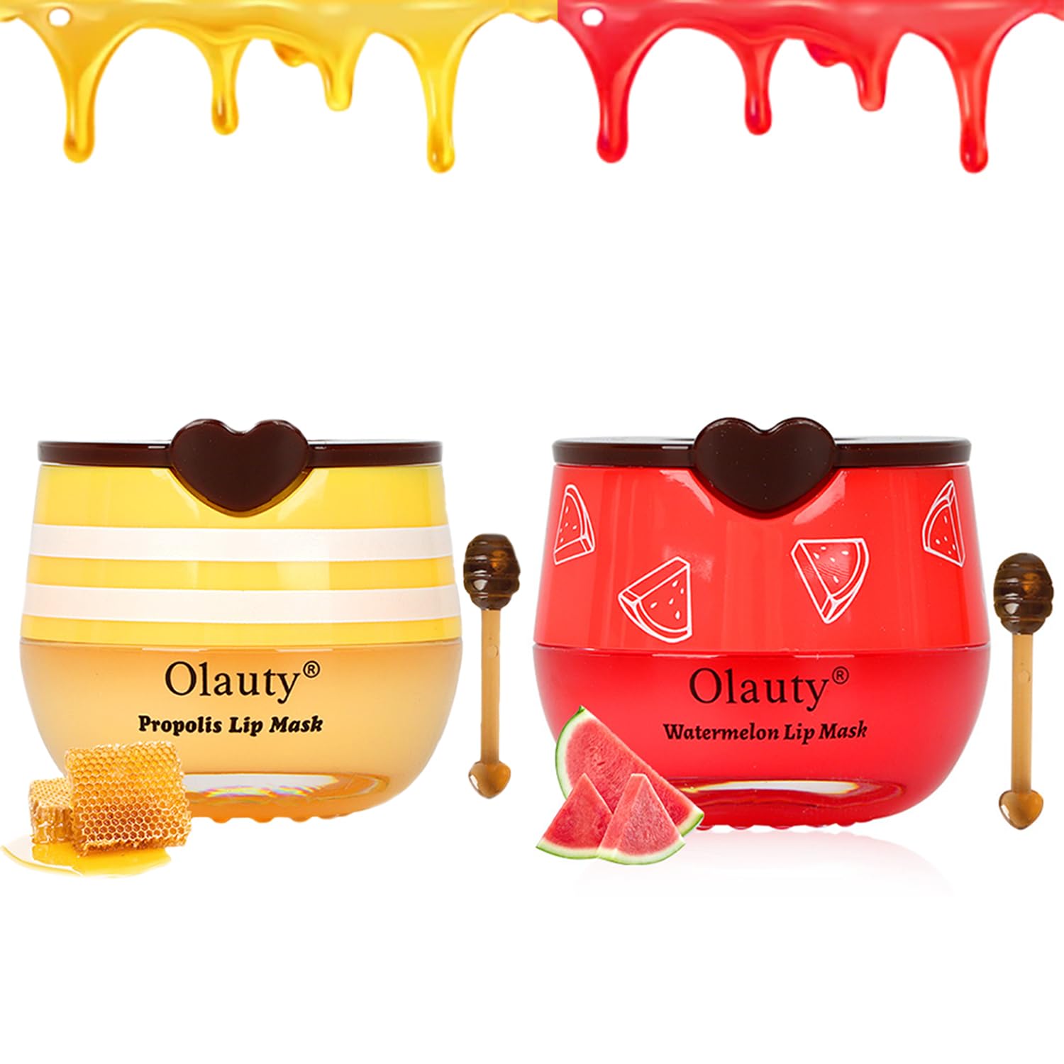 Bee Lip Balm 2PCS - Honey & Watermelon Overnight Lip Mask for Dry Lips | Hydrating Lip Care for Cracked Lips & Lines