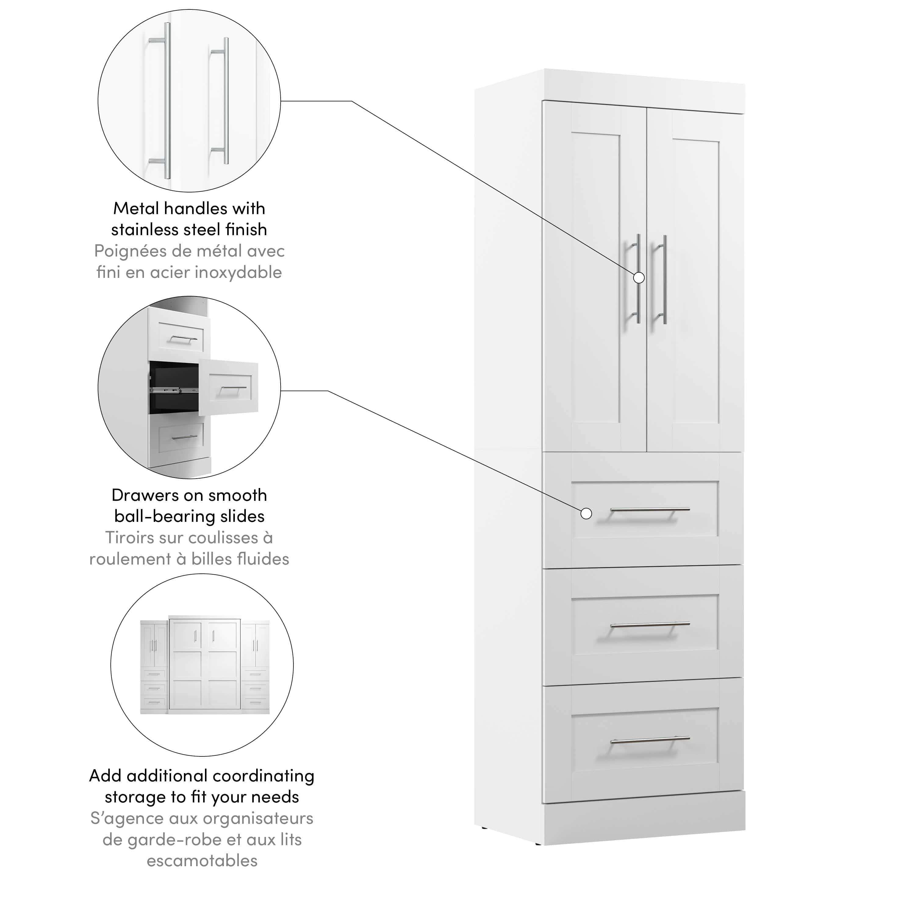 25W Wardrobe with Drawers - 7 Color Options for Bedroom, Closet & Home Organization Storage