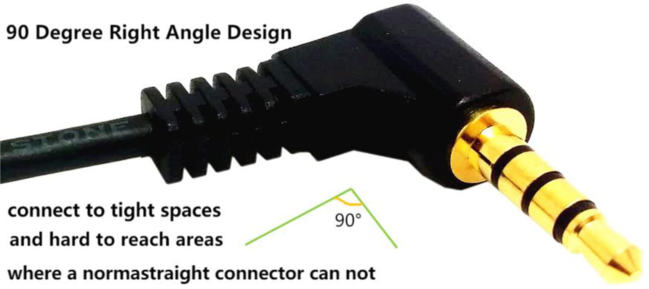 SHANFEILU 4 Pole 3.5mm Right Angle Audio Cable - 90 Degree Male to Female TRRS Stereo Aux Cord with Mic Support - 12 Inch Headset Extension Cable for Gaming, Smartphones, Laptops & Audio Devices
