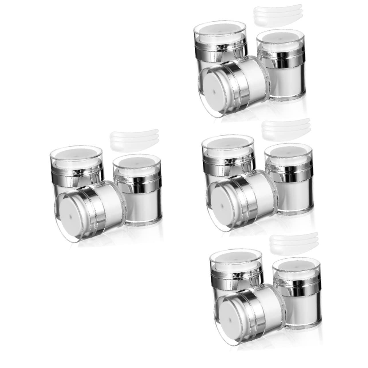 Minkissy 12-Piece Mini Airless Pump Bottle Set for Face Cream, Lotion & Moisturizer | Vacuum Dispenser with Mini Spoons | Travel-Friendly Skincare Containers | Perfect for Home, Travel & Salon Use