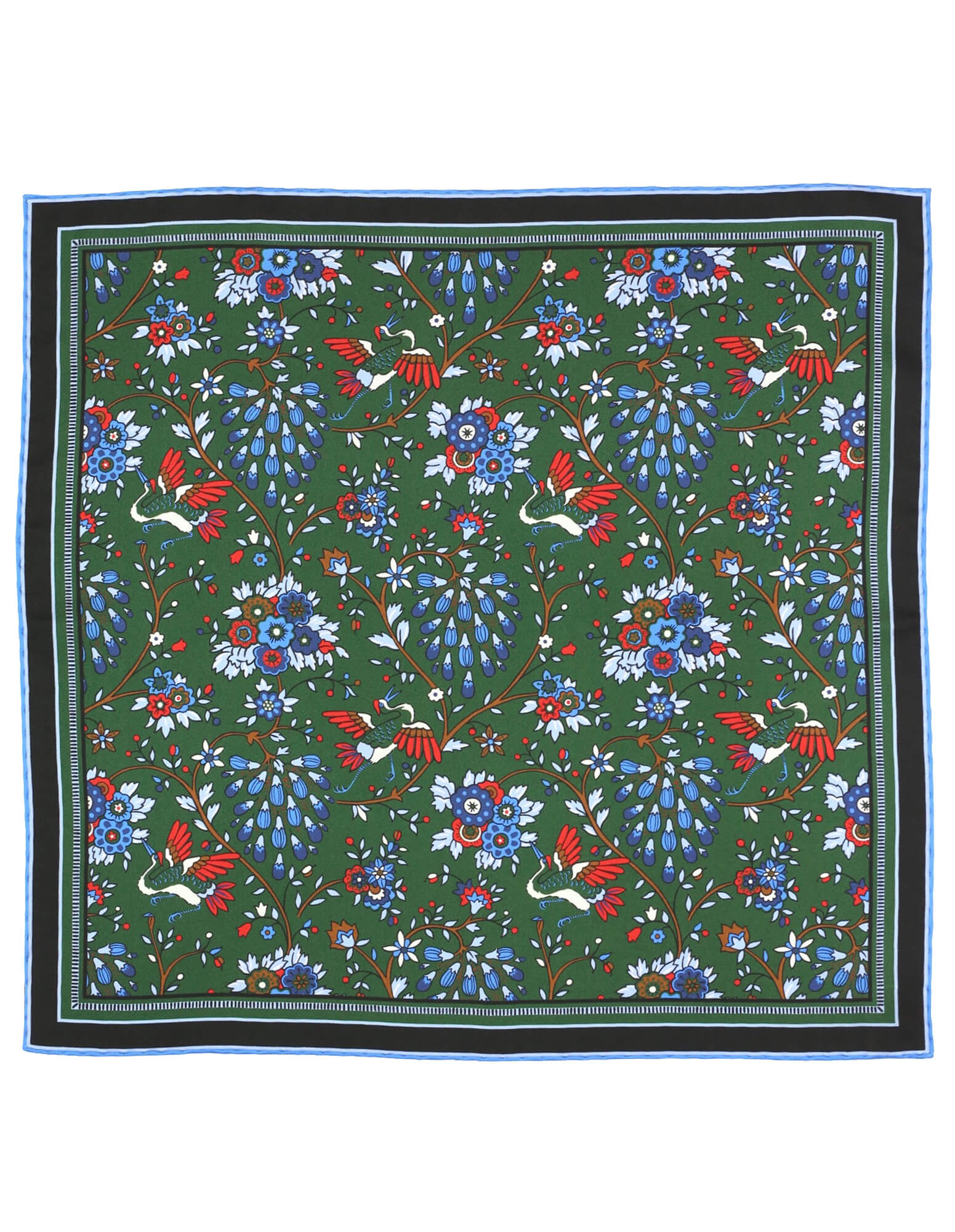 DÉCLIC Waterdale Floral Pocket Square - Green Silk Handkerchief for Men's Suit, Wedding, Formal Events & Special Occasions