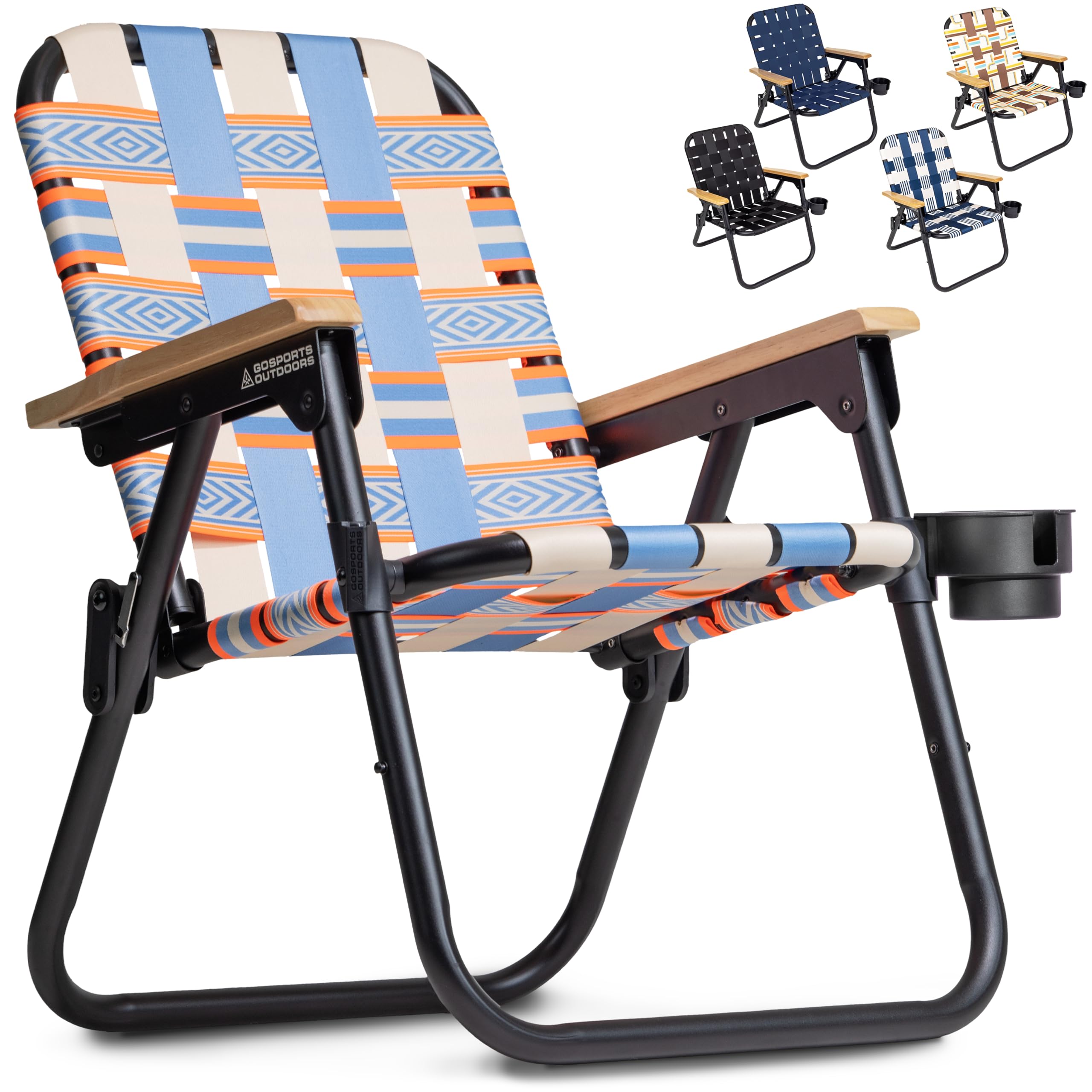 GoSports WOVN Beach Backpack Chair - Premium Folding Camping Chair with 9 Style Options | Perfect for Beach, Picnic, Camping, and Outdoor Adventures