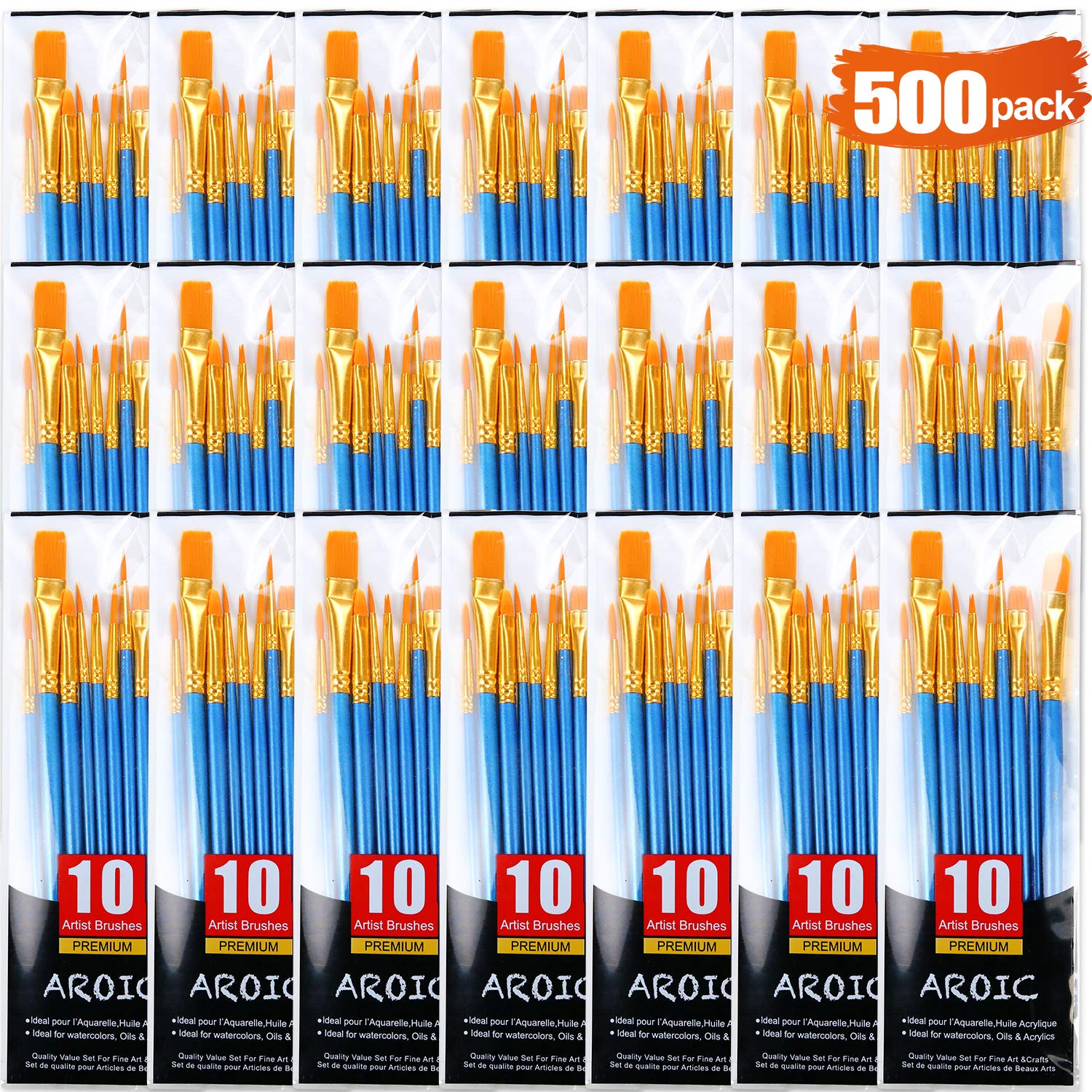 50-Piece Professional Acrylic Paint Brush Set - Nylon Hair Artist Brushes for Oil, Watercolor & All-Purpose Painting | Perfect for Canvas, Wood, Fabric & DIY Art Projects