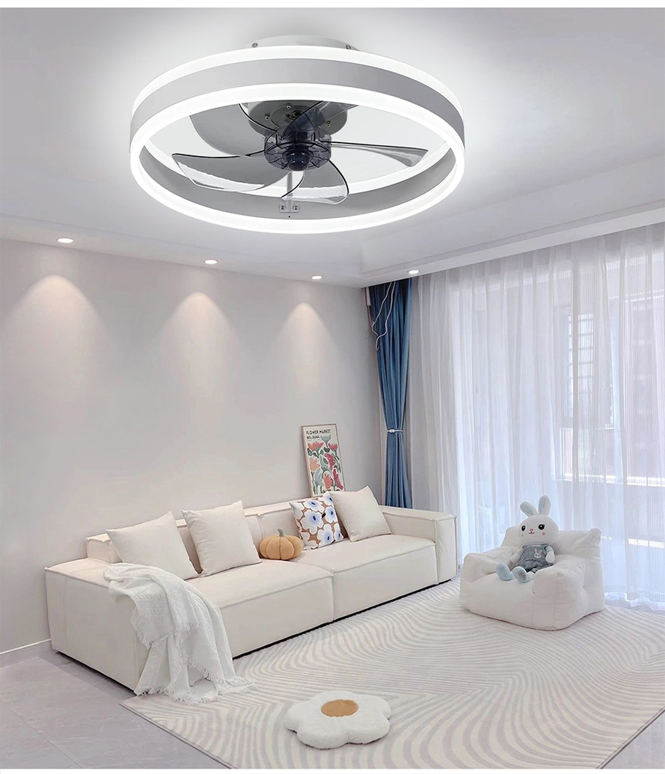 Smart LED Ceiling Fan with Light - 6 Speed Settings, Ultra Quiet, Energy Efficient - Perfect for Bedroom, Living Room, and Office Spaces