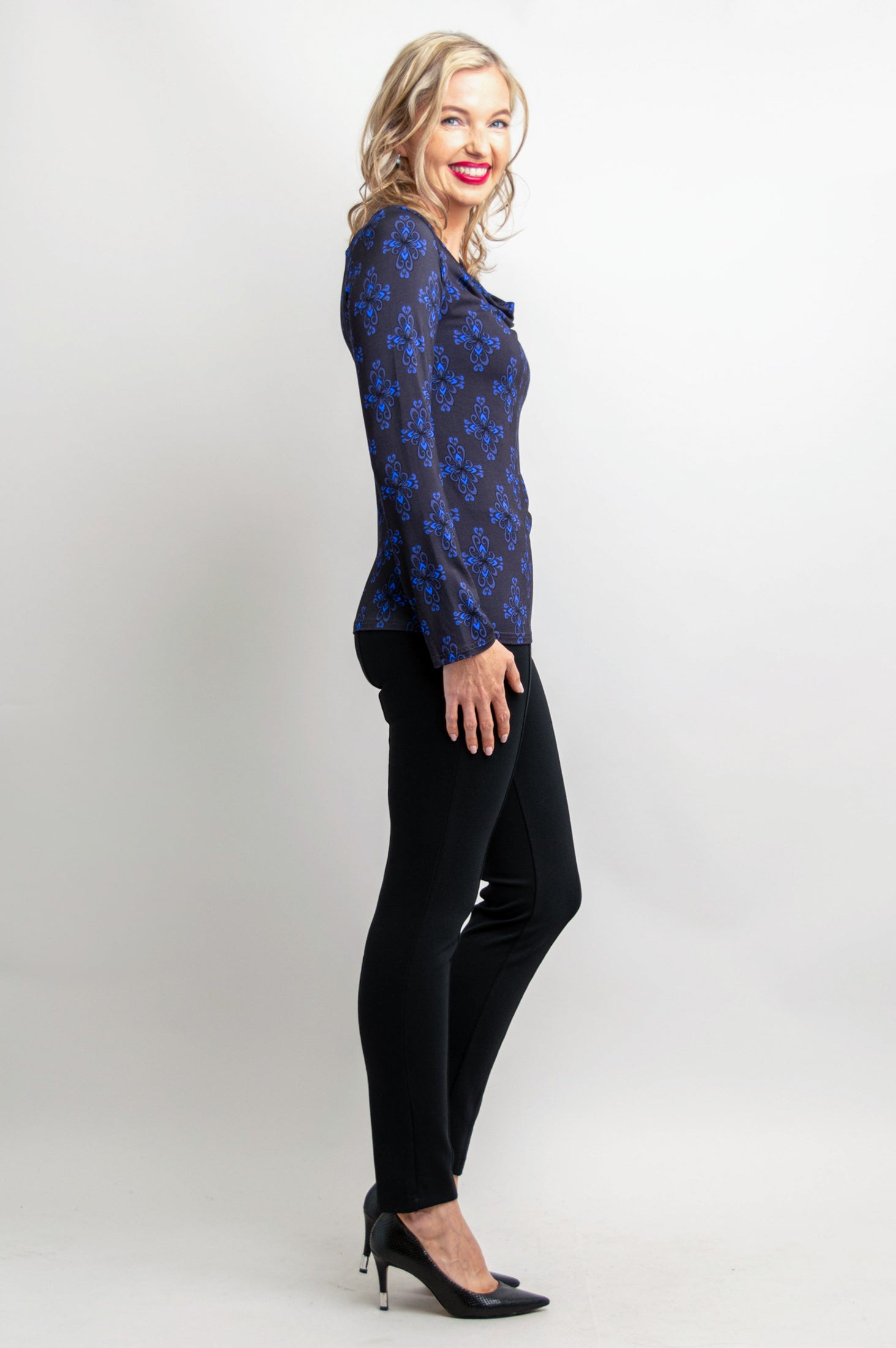 Charisse Long Sleeve Bamboo Top - French Blue | Soft & Breathable Women's Blouse for Work, Casual & Layering