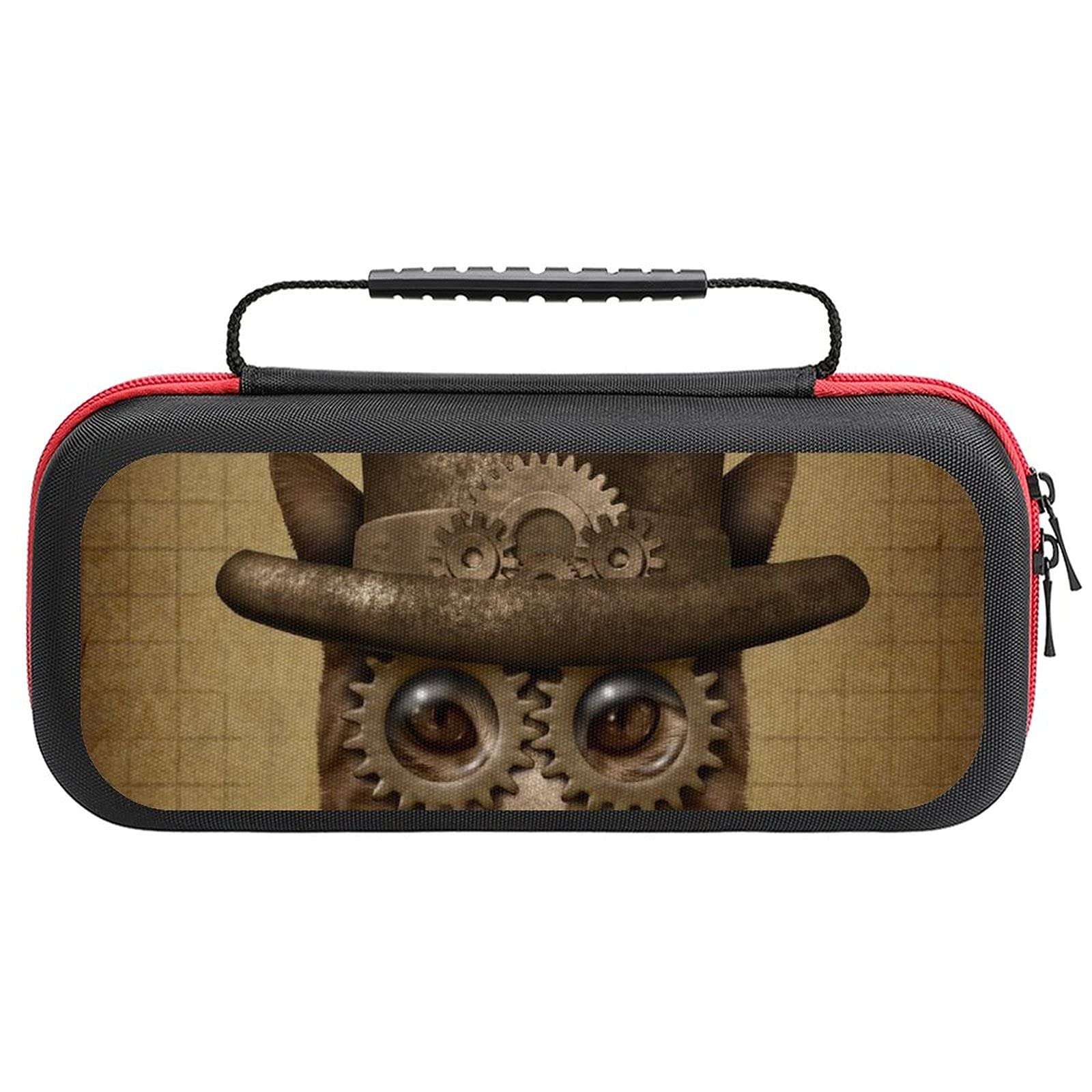 Steampunk Cat Print Carrying Case for Nintendo Switch Lite - Portable Travel Storage Bag with Accessories Pouch | Perfect for Gaming On-The-Go & Console Protection
