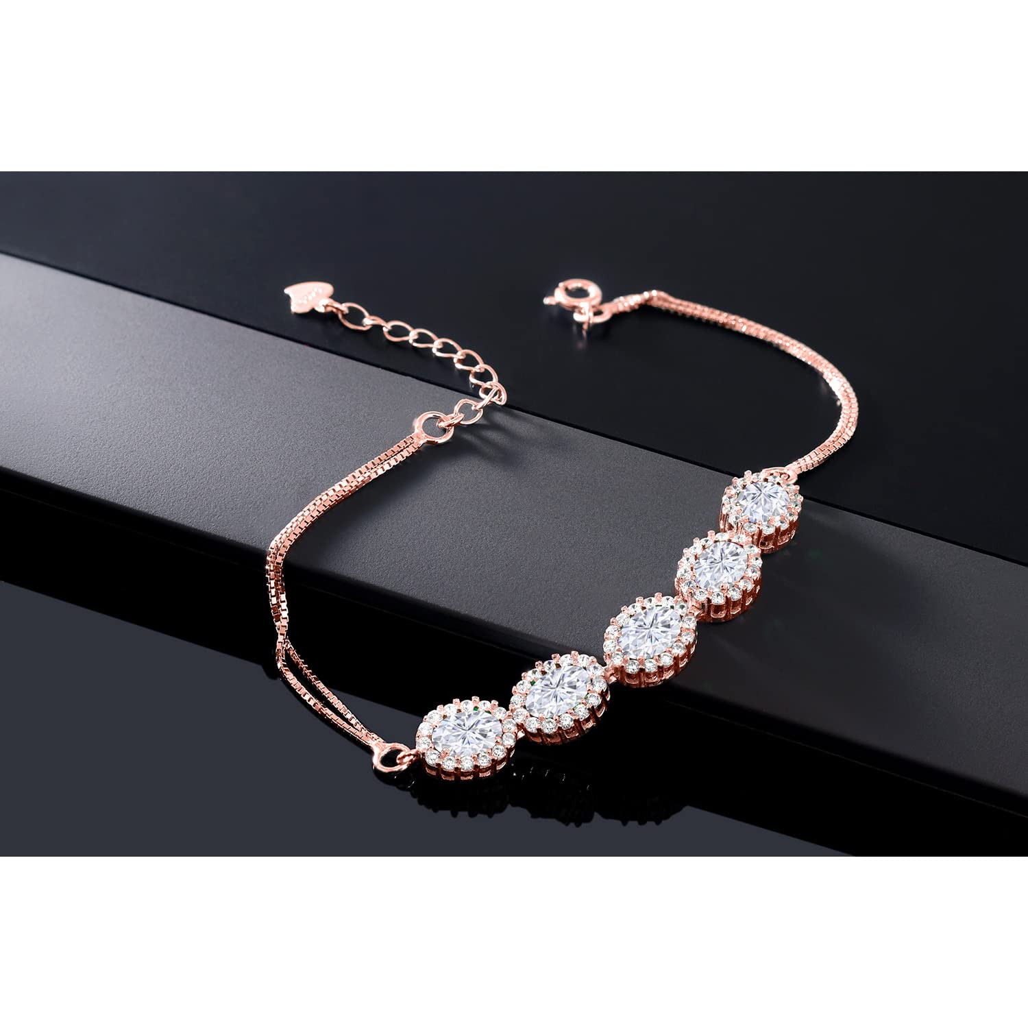4-8 Cttw Oval Cut Gemstone Birthstone Tennis Bracelet for Women | 18K Rose Gold Plated Sterling Silver | 7 Inch Adjustable with 1.5 Inch Extender | Fine Jewelry Gift for Mom, Wife, Her | Perfect for Birthdays, Anniversaries & Special Occasions