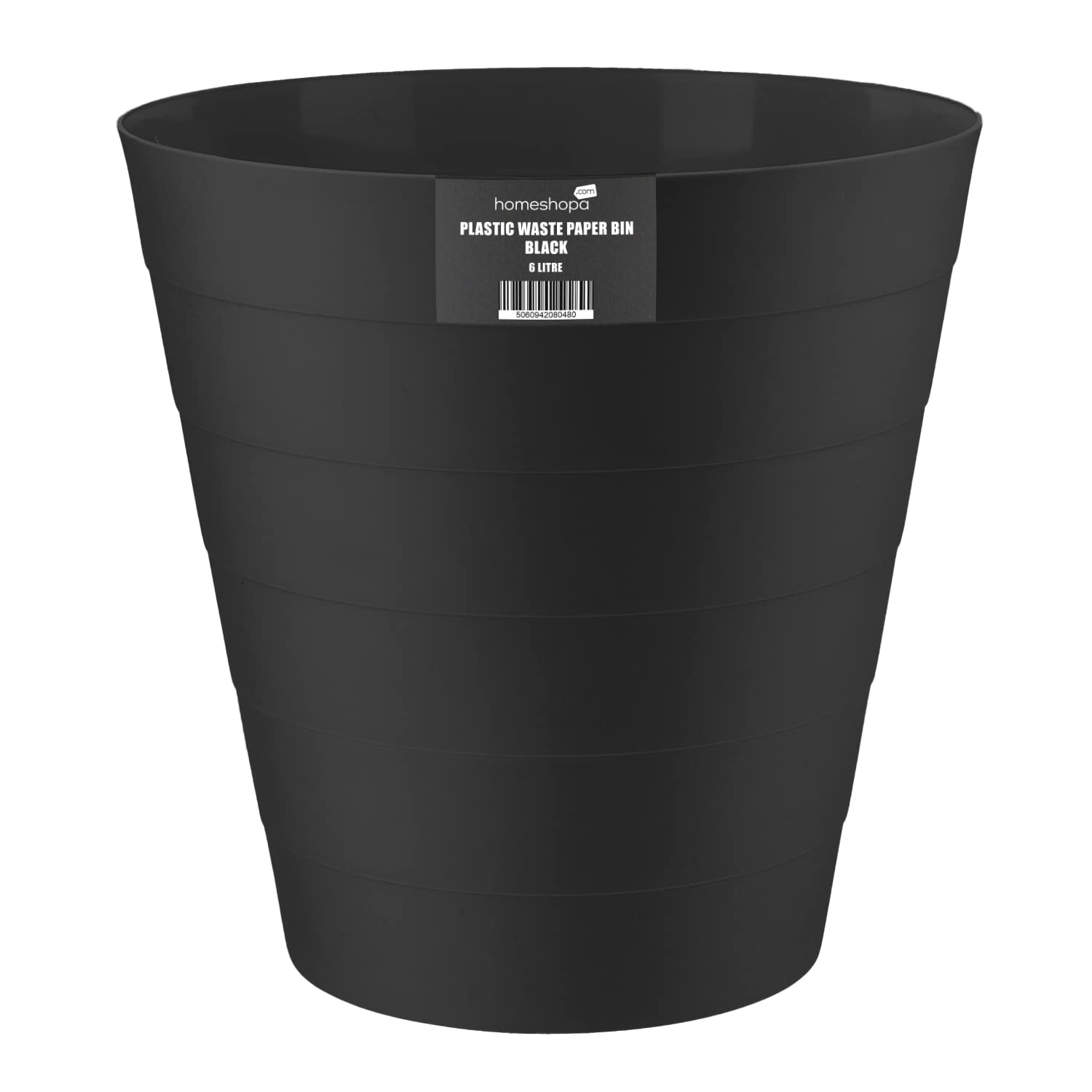 Homeshopa 6L Round Plastic Waste Paper Bin - Lightweight Trash Can for Kitchen, Bedroom, Bathroom & Outdoor - Open-Top Design Garbage Container Dustbin (Black) | Perfect for Home, Office & Commercial Spaces