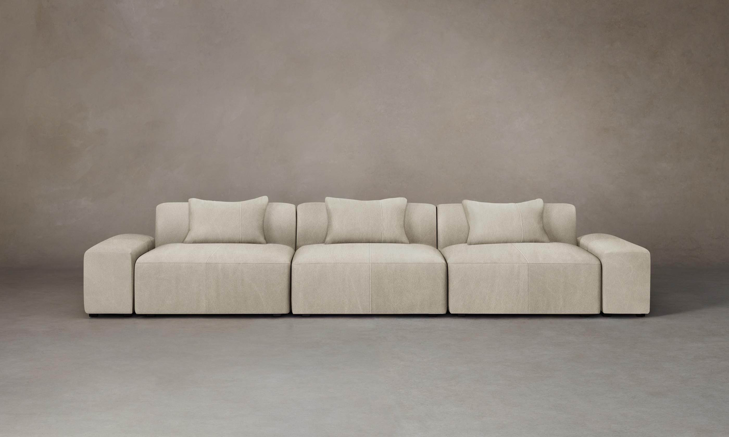 The Breuer Modular Sofa - Premium Tuscan Leather in Bisque Color | Modern Sectional Couch for Living Room, Lounge & Office Spaces