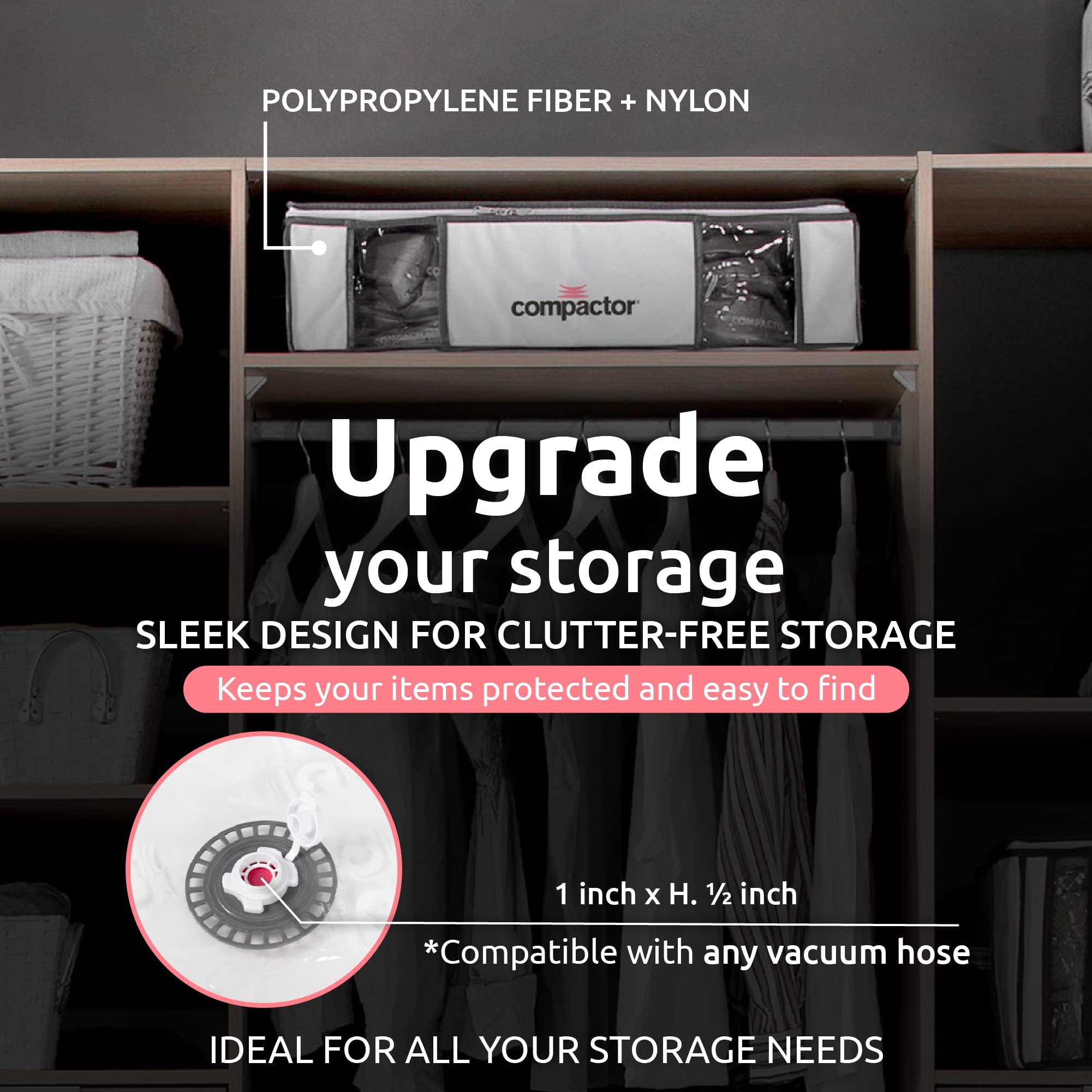 Vacuum Storage Bags for Clothes, Comforters & Blankets | Space Saver Compactor Bags | Wardrobe Organizer & Closet Storage Solution | White Semi-Rigid Box | Perfect for Seasonal Clothing Storage, Travel Packing & Home Organization