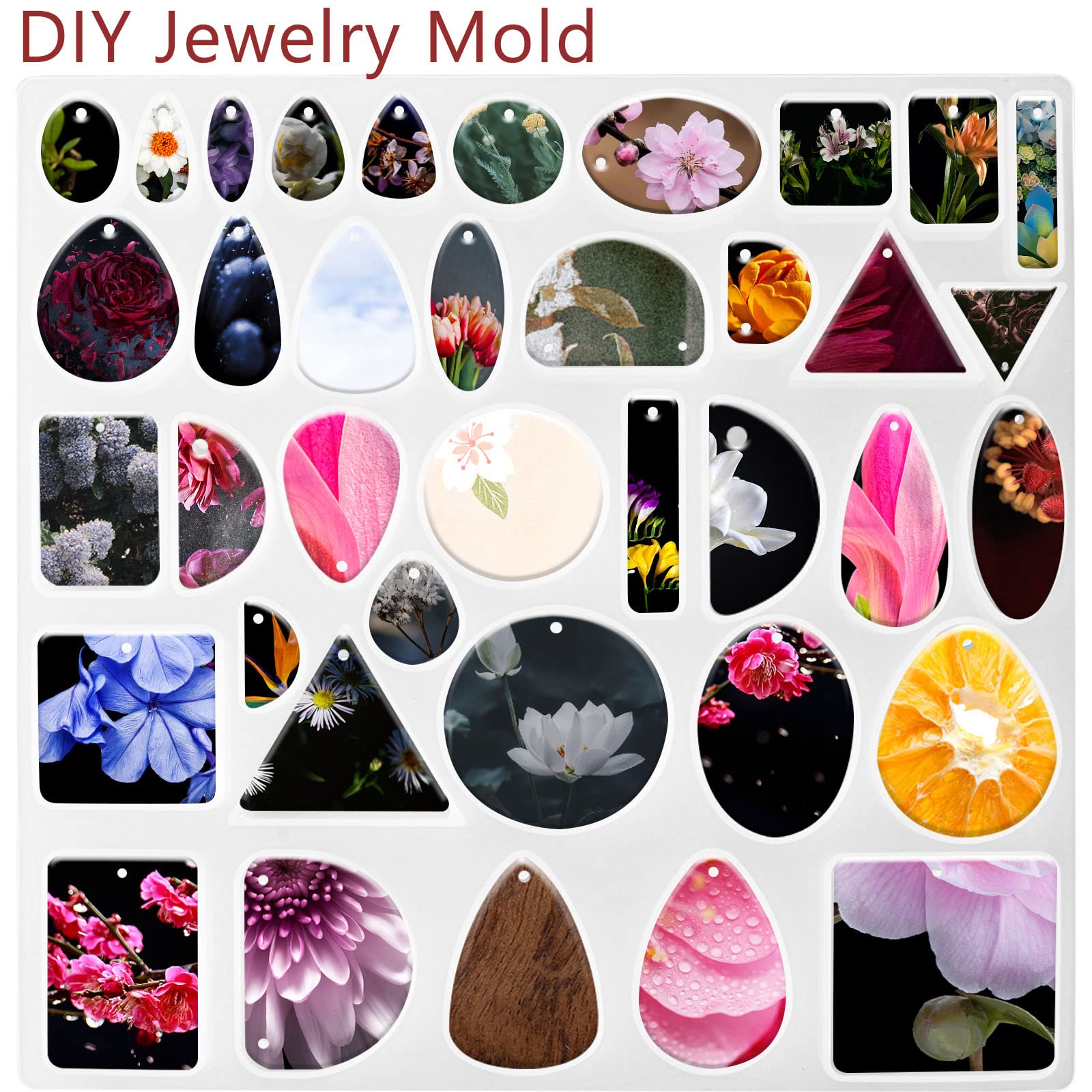 Premium Silicone Resin Jewelry Molds for DIY Pendants, Keychains, Necklaces & Earrings - Epoxy Resin Casting Molds for Handmade Jewelry Making - Perfect for Crafters, DIY Gifts & Home Decor Projects