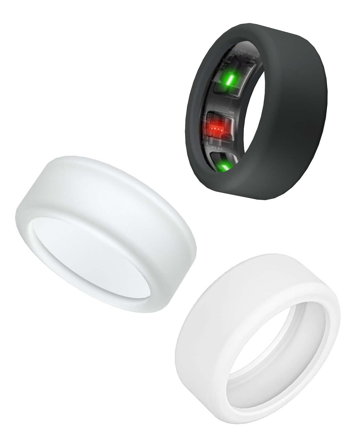 Oura Ring Silicone Protector Cover - Elastic Case for Oura Ring Gen 4/3, Workout & Sleep Protection - Patent Protected (Black+Clear+White, Size S for 6-10) - Perfect for Gym, Swimming & Everyday Wear