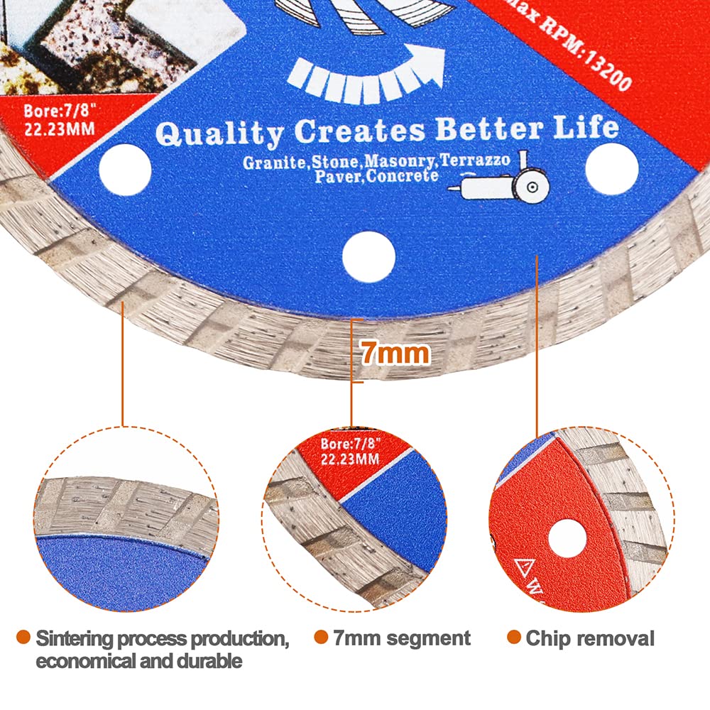 20PCS 4-1/2 Inch Diamond Blade Set for Angle Grinder - 115mm Dry/Wet Cutting Disc for Granite, Stone, Masonry, Concrete, Paver & Terrazzo - Perfect for Construction, Renovation & DIY Projects