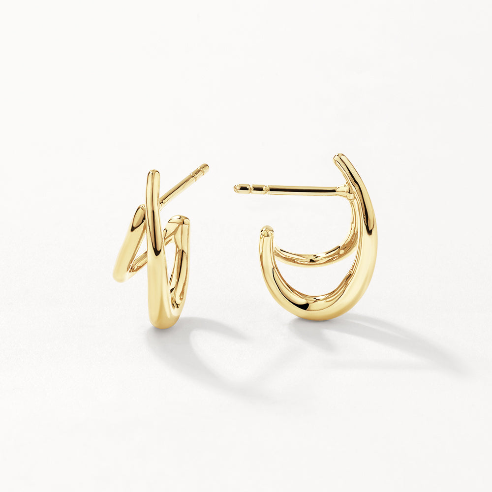Gold Double Split Hoop Stud Earrings for Women - Trendy Minimalist Jewelry for Everyday Wear, Parties & Gifts