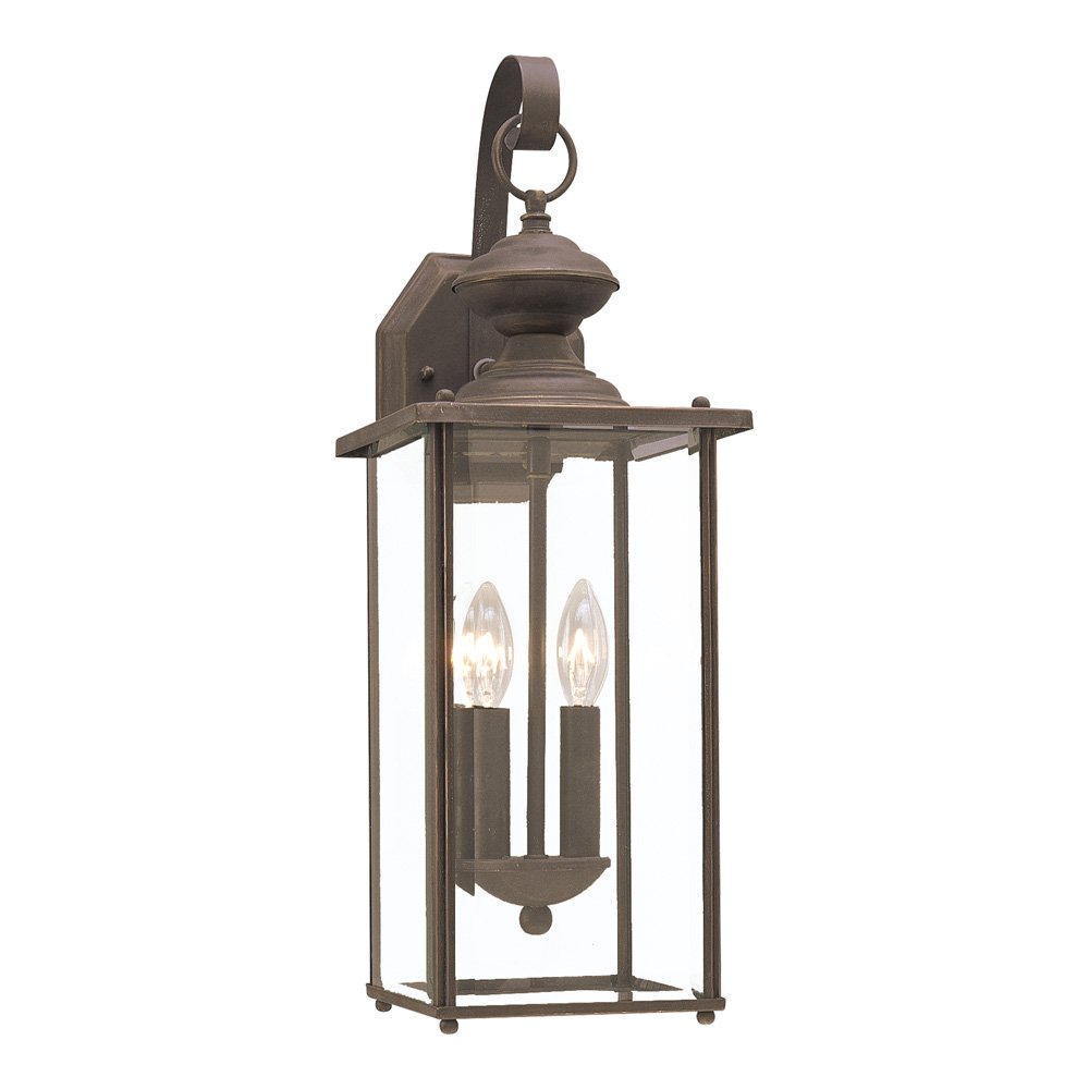 Sea Gull Lighting 8468-71 Jamestowne Outdoor Wall Lantern - 2-Light Antique Bronze Exterior Fixture for Porch, Patio & Garden Lighting