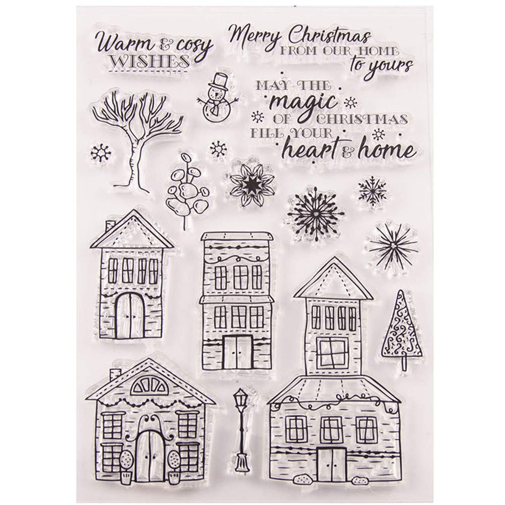Christmas Clear Stamps Set for Card Making & Scrapbooking - Snowflake Tree Holiday Greeting Rubber Stamps for DIY Journals, Cards & Album Decorations | Perfect for Holiday Crafts, Gift Wrapping & Winter DIY Projects