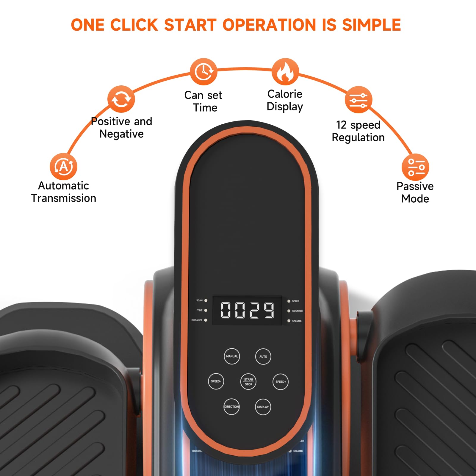 Under Desk Elliptical Machine - Quiet Electric Seated Pedal Exerciser with LCD Display, Remote Control & 12 Speed Modes | Portable Home Office Fitness Equipment for Workouts While Sitting, Watching TV or Working at Your Desk
