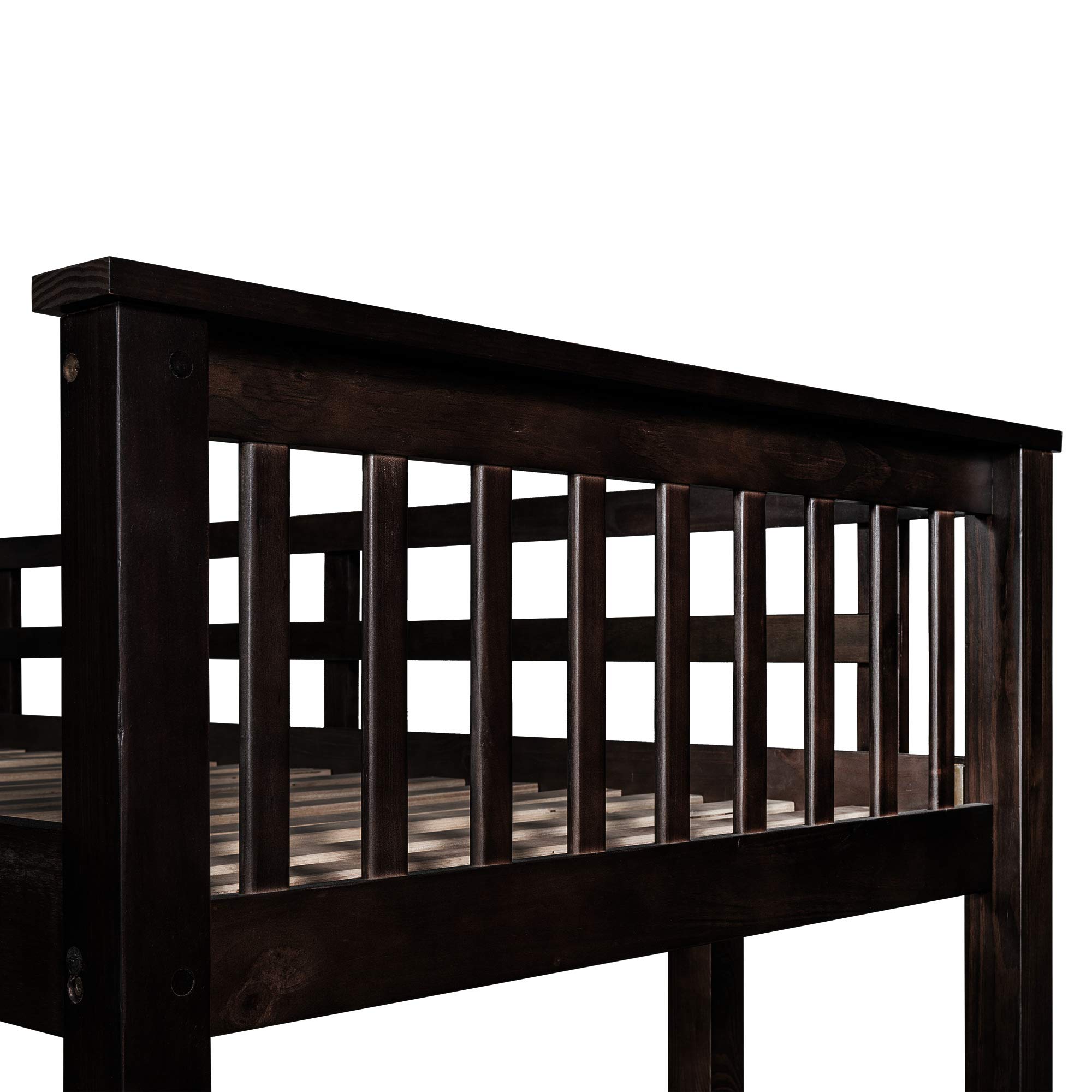 RUNNA Twin Loft Bed for Kids & Teens - Sturdy Wood Loft Bed with Storage Shelves, Under-Bed Study Desk & Full-Length Safety Guardrail - Space-Saving Bunk Bed Alternative for Small Bedrooms, Dorms & Kids Rooms - No Box Spring Needed