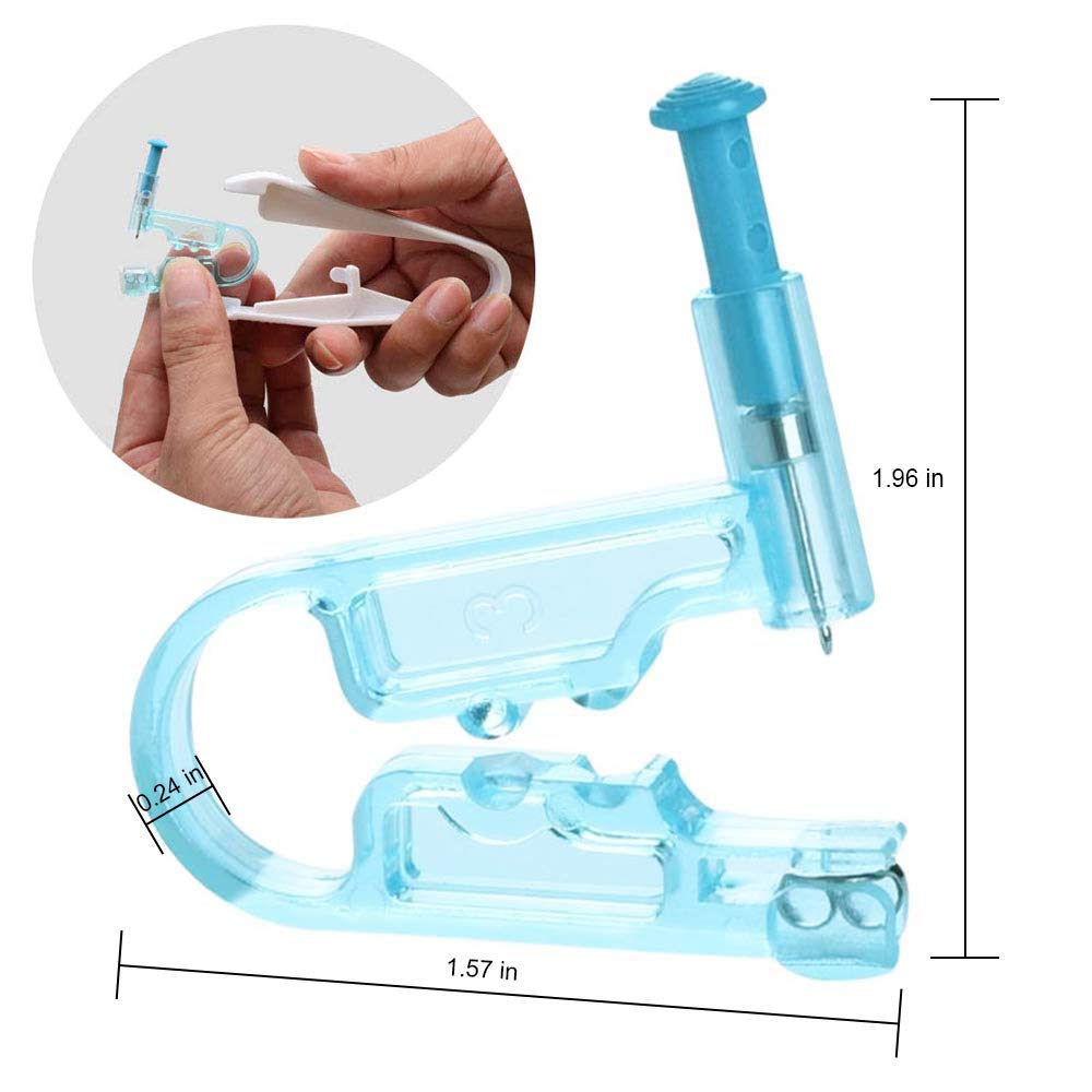 Professional Ear Piercing Gun Kit - 6pcs Disposable Sterile Ear Piercers with 12pcs Hypoallergenic Ear Studs & Aftercare Tool for Safe Home or Salon Use