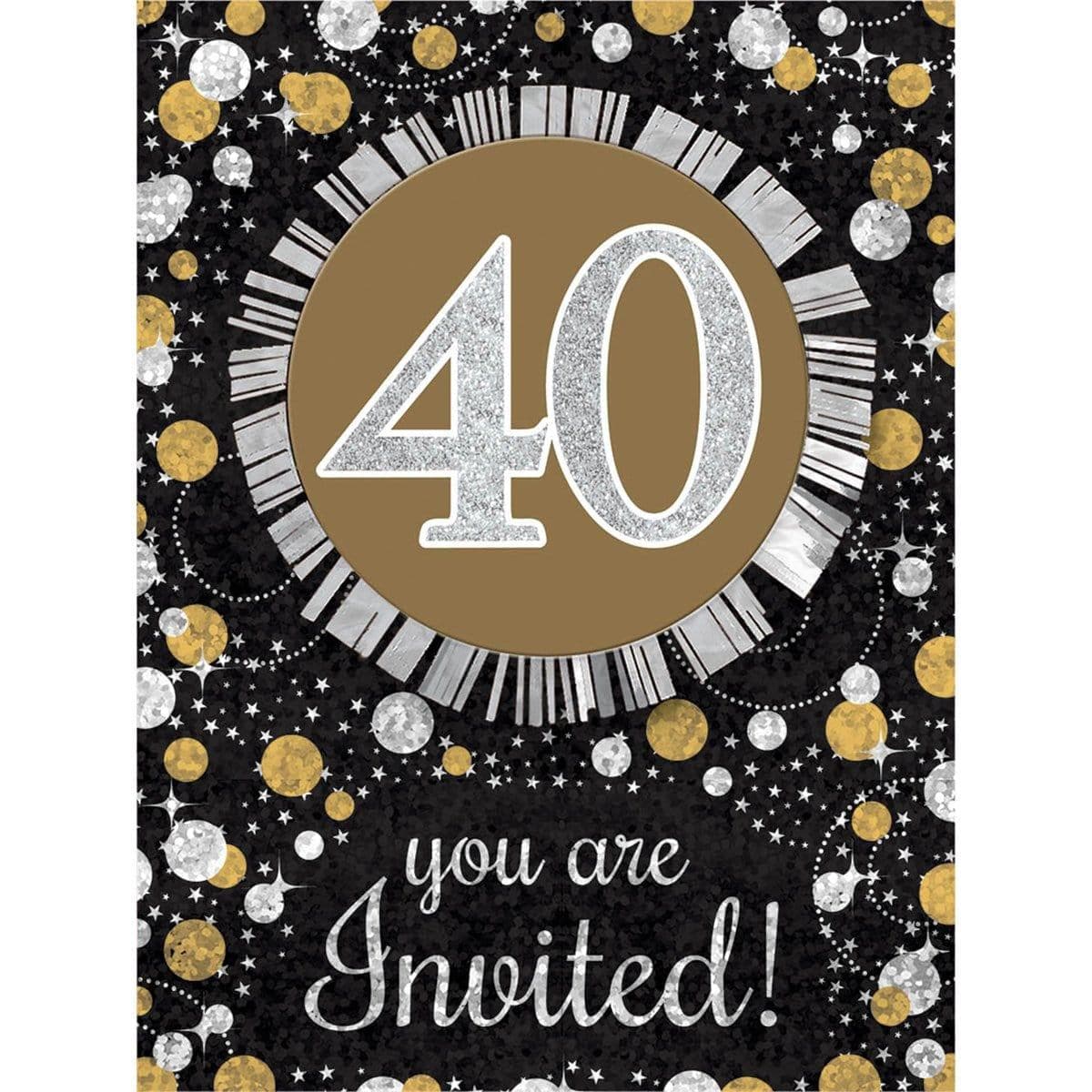 40th Birthday Sparkling Celebration Invitations - 6x8 Inches, 8 Pack - Perfect for Anniversary Parties, Milestone Events & Special Occasions