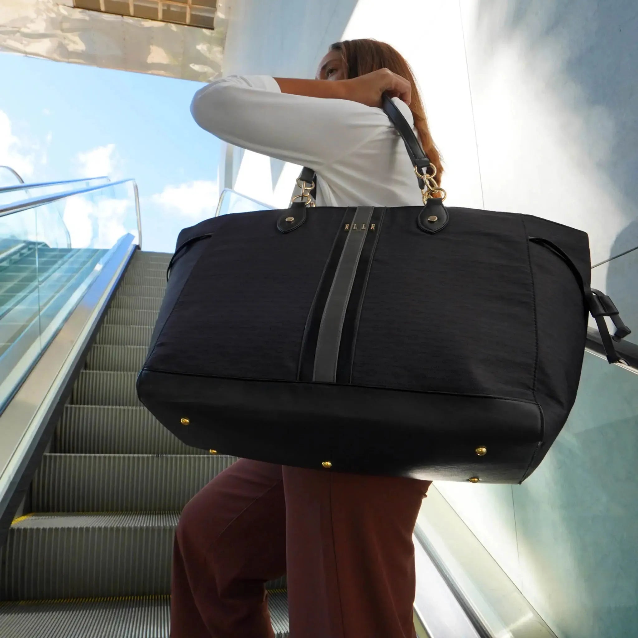 Eleganza 32L Monogram Weekender Tote Bag - Stylish Travel & Gym Bag for Women | Perfect for Weekend Getaways, Business Trips & Workout Essentials