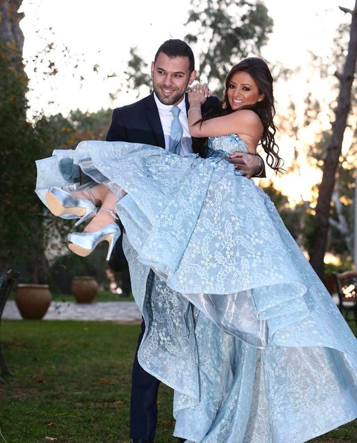 Elegant Gray Lace High Low Prom Dresses for Women - Sweetheart Neckline Formal Gowns for Homecoming, Evening Party & Special Occasions