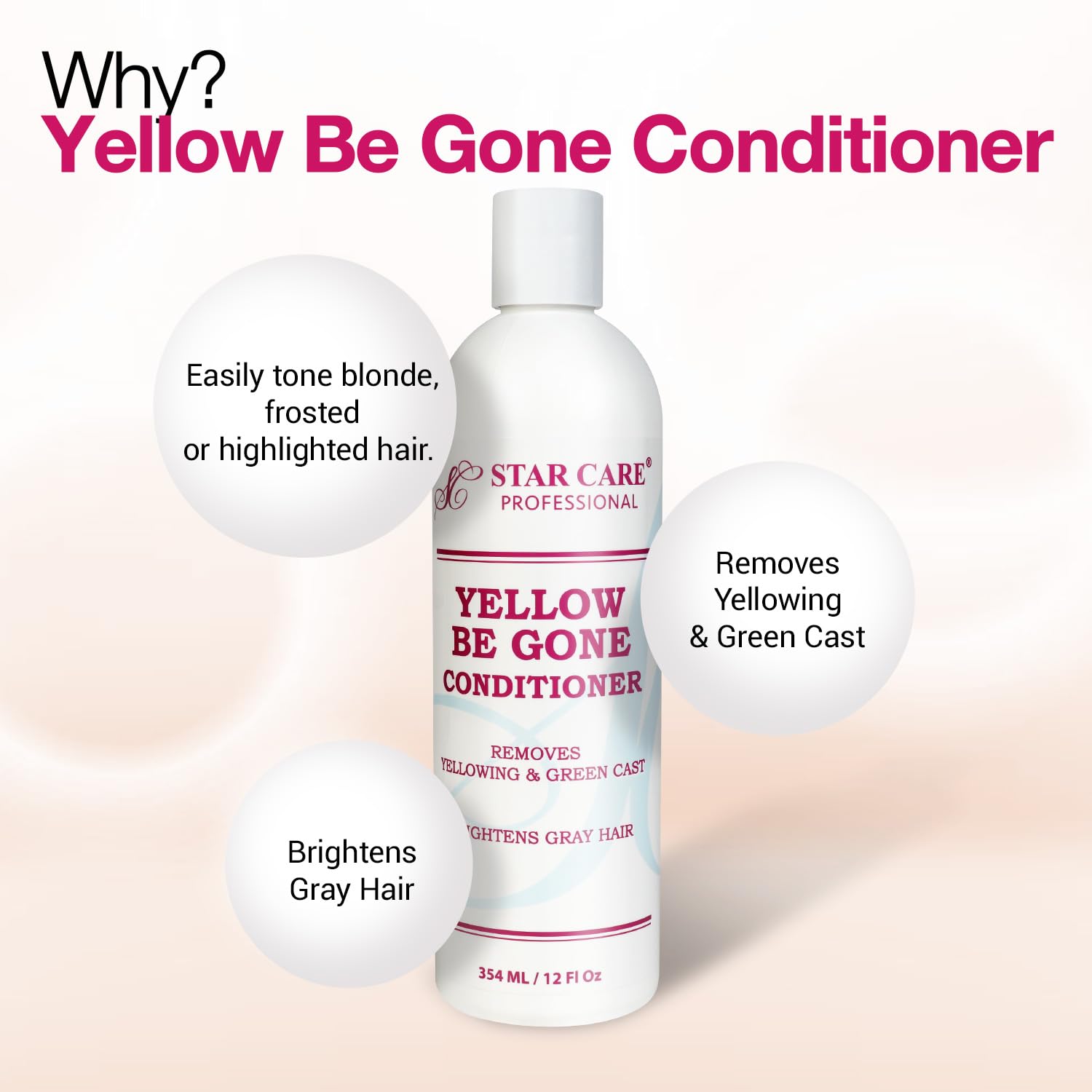 Yellow Be Gone Shampoo & Conditioner Set - 12oz/354ml for Blonde, Gray & Silver Hair - Neutralizes Brassiness & Enhances Shine - Perfect for Daily Use & Salon-Quality Results