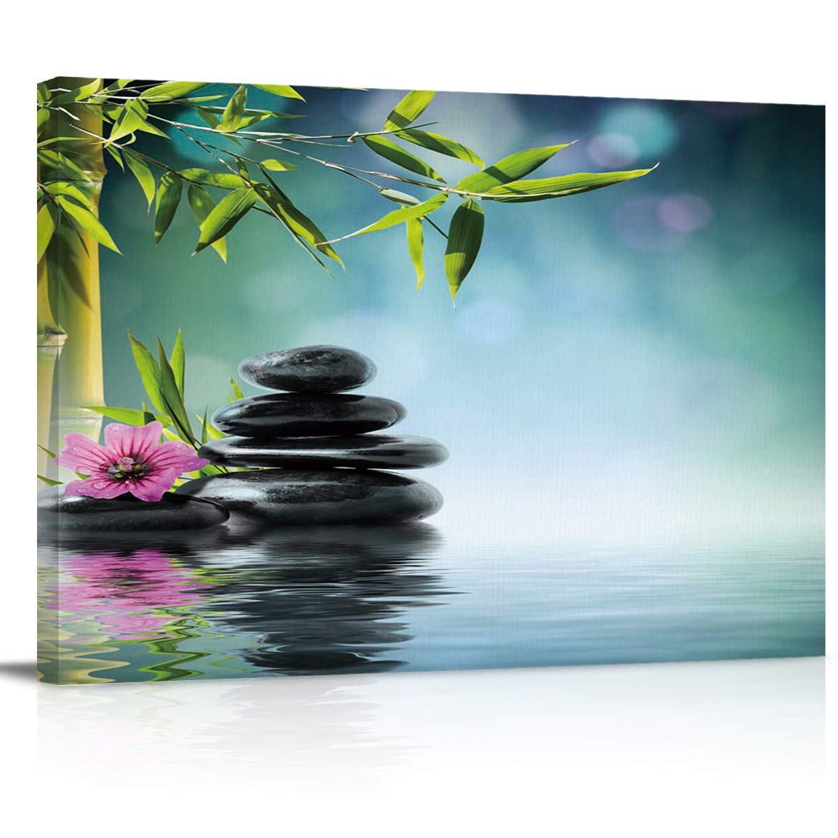 COLORSUM Zen Spa Bamboo Stone Canvas Wall Art - 28''x20'' Stretched & Framed Ready to Hang Painting for Living Room, Bedroom, Kitchen Decor | Perfect for Home Office, Meditation Space & Spa Relaxation Areas